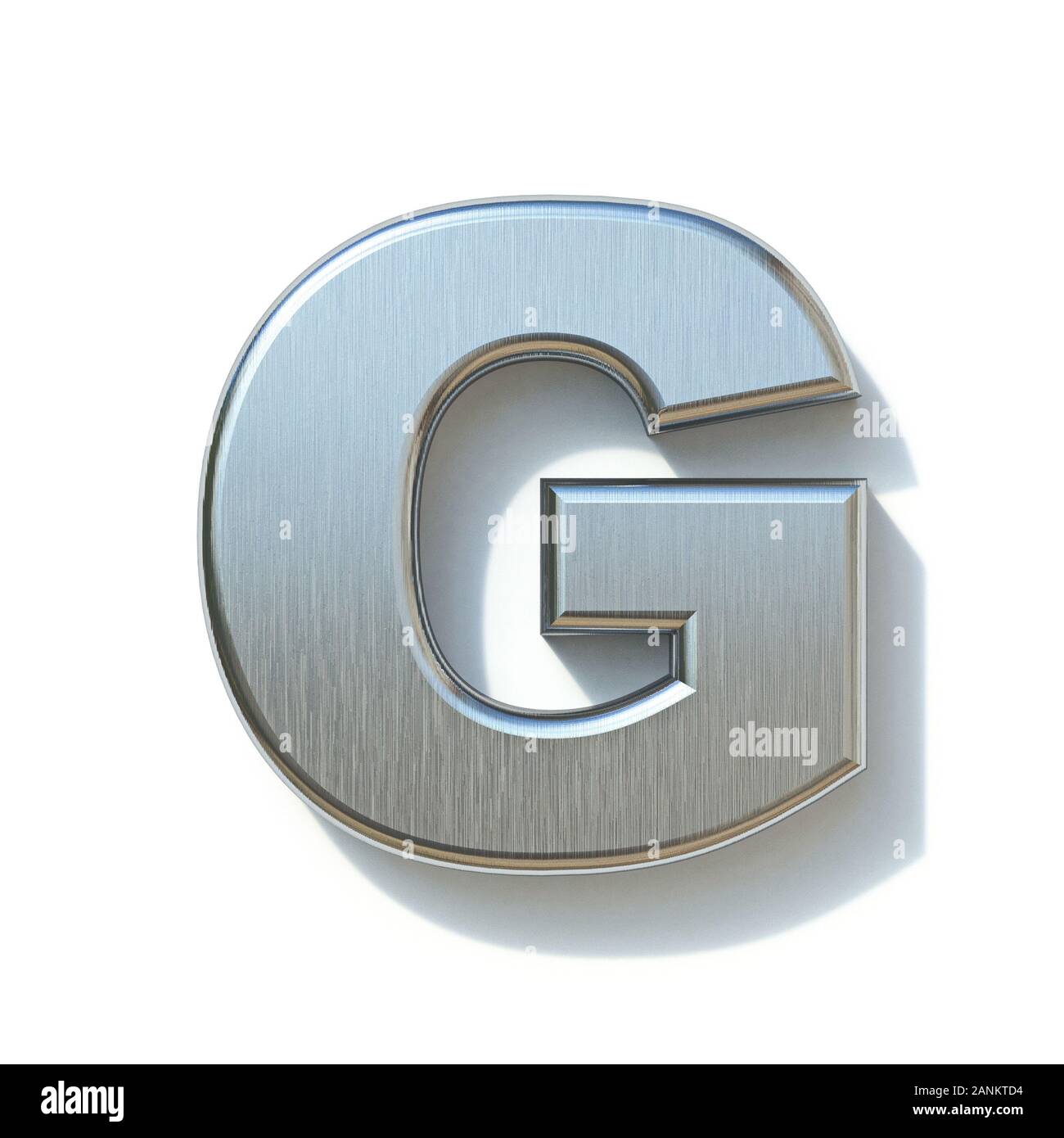 Brushed metal font Letter G 3D render illustration isolated on white ...