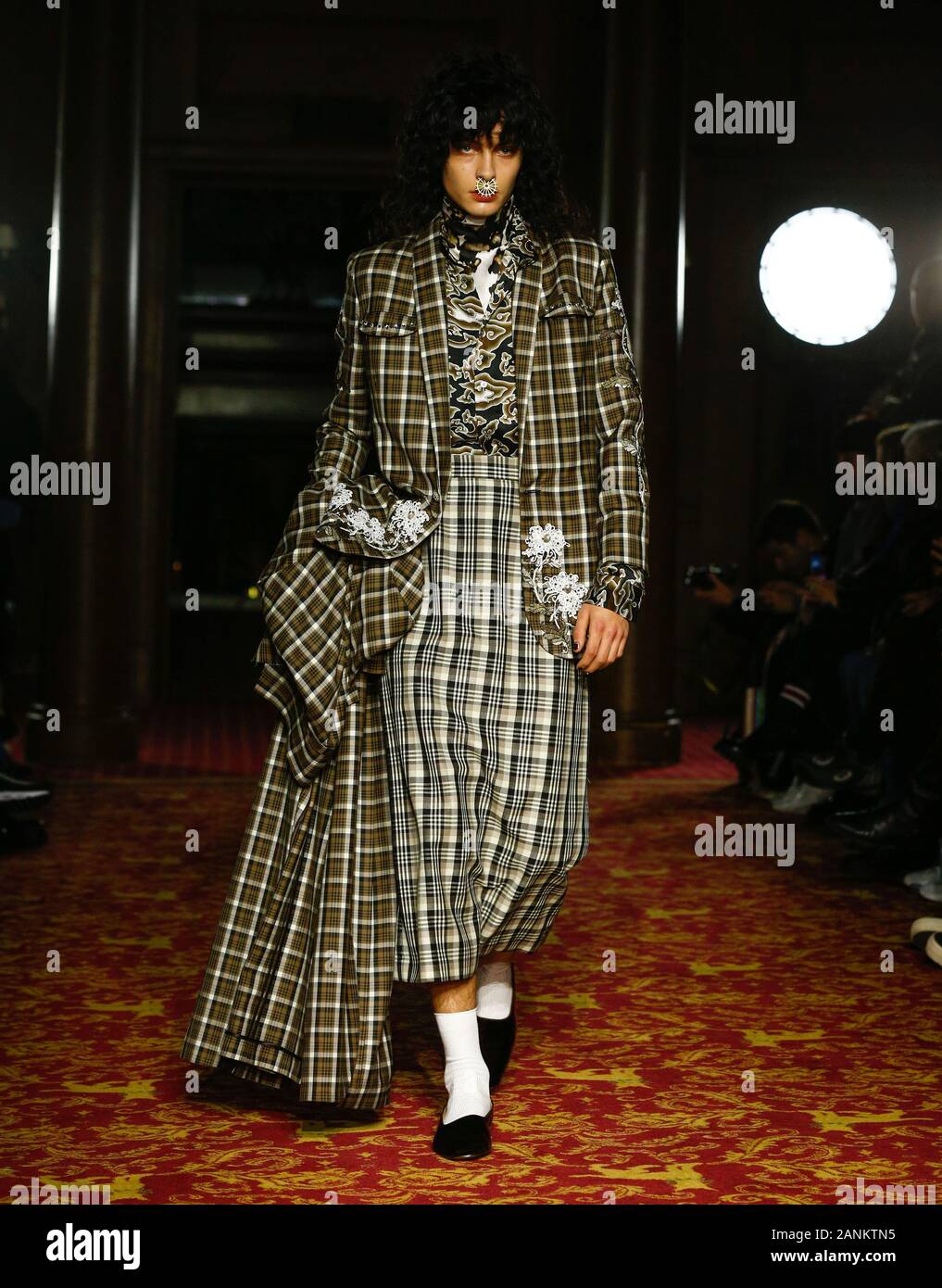 London,UK, 05th Jan, 2020, Edward Crutchley new fashion collection during London Fashion Week Mens Autumn Winter 2020, Fall Winter 2020 at British Fas Stock Photo