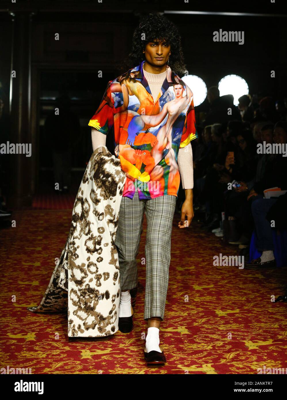 London,UK, 05th Jan, 2020, Edward Crutchley new fashion collection during London Fashion Week Mens Autumn Winter 2020, Fall Winter 2020 at British Fas Stock Photo