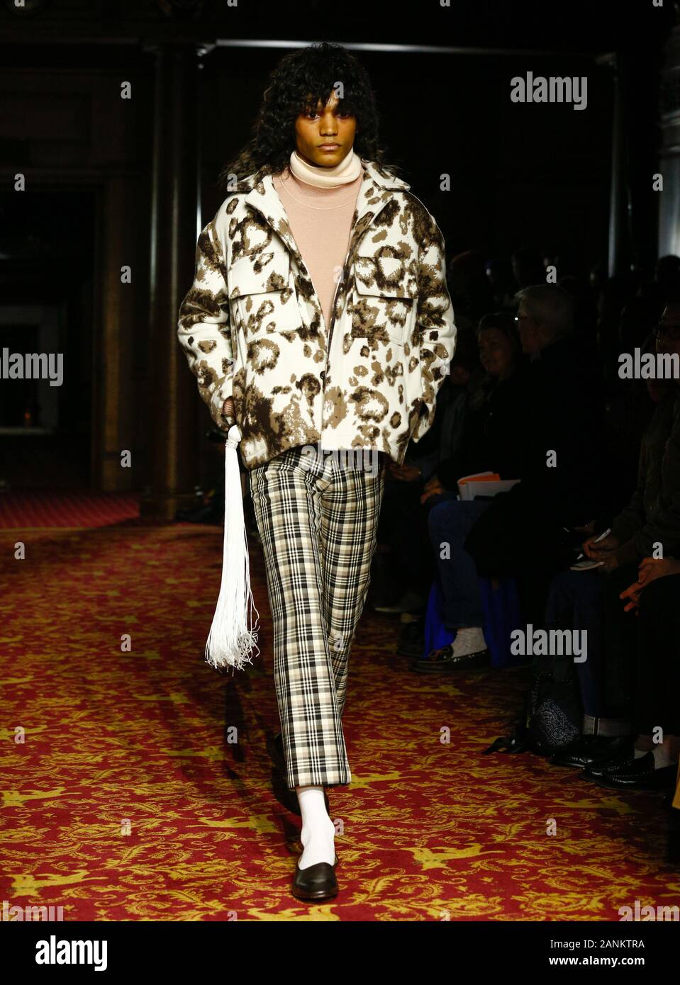 London,UK, 05th Jan, 2020, Edward Crutchley new fashion collection during London Fashion Week Mens Autumn Winter 2020, Fall Winter 2020 at British Fas Stock Photo
