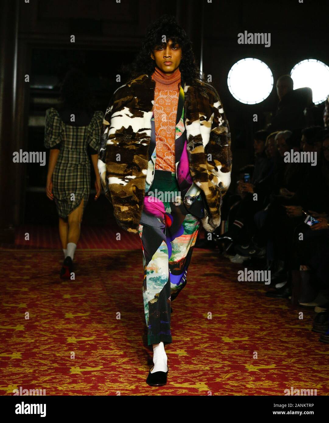 London,UK, 05th Jan, 2020, Edward Crutchley new fashion collection during London Fashion Week Mens Autumn Winter 2020, Fall Winter 2020 at British Fas Stock Photo