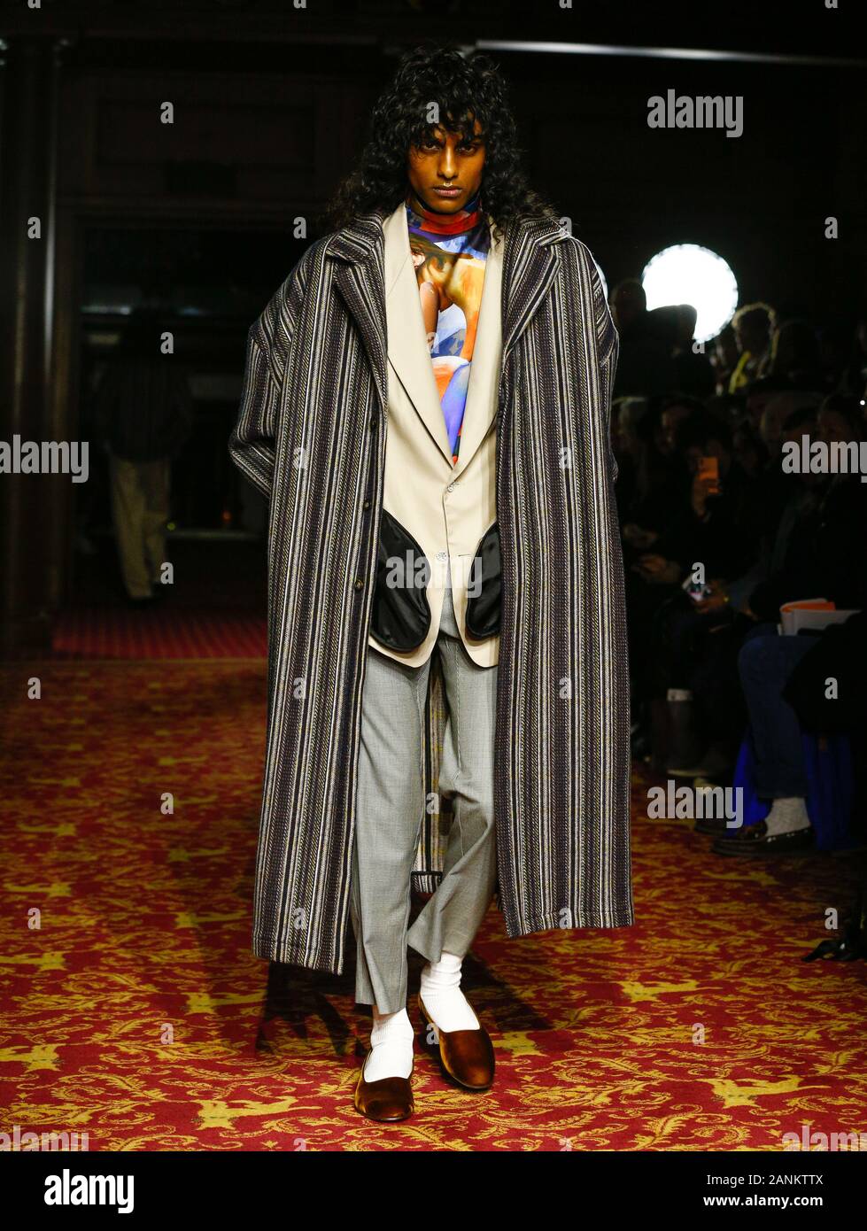London,UK, 05th Jan, 2020, Edward Crutchley new fashion collection during London Fashion Week Mens Autumn Winter 2020, Fall Winter 2020 at British Fas Stock Photo