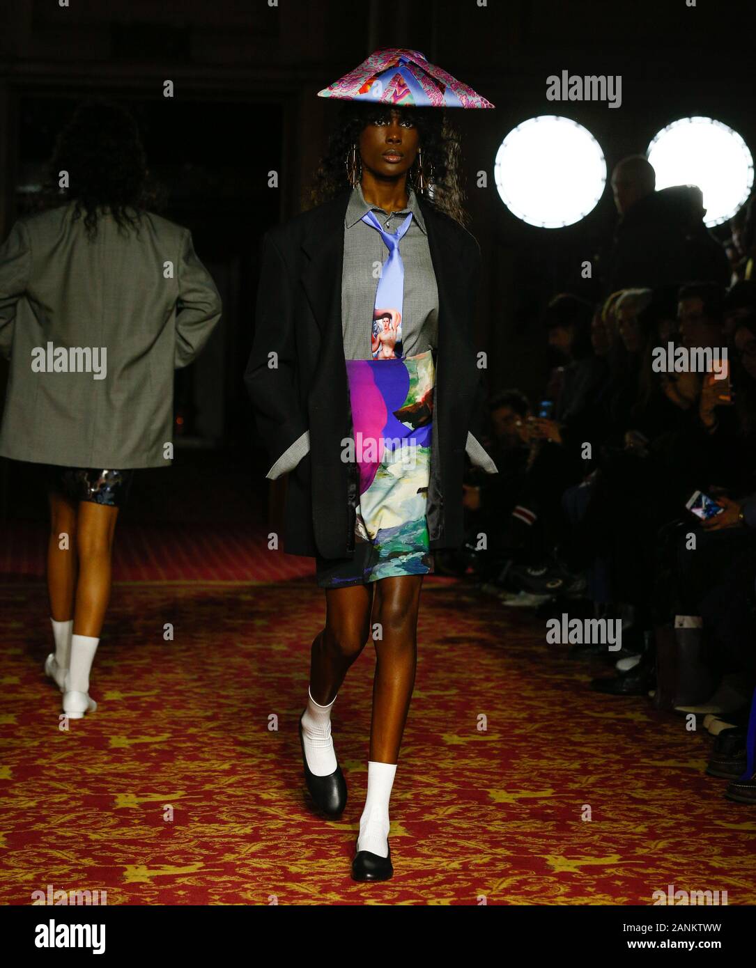 London,UK, 05th Jan, 2020, Edward Crutchley new fashion collection during London Fashion Week Mens Autumn Winter 2020, Fall Winter 2020 at British Fas Stock Photo