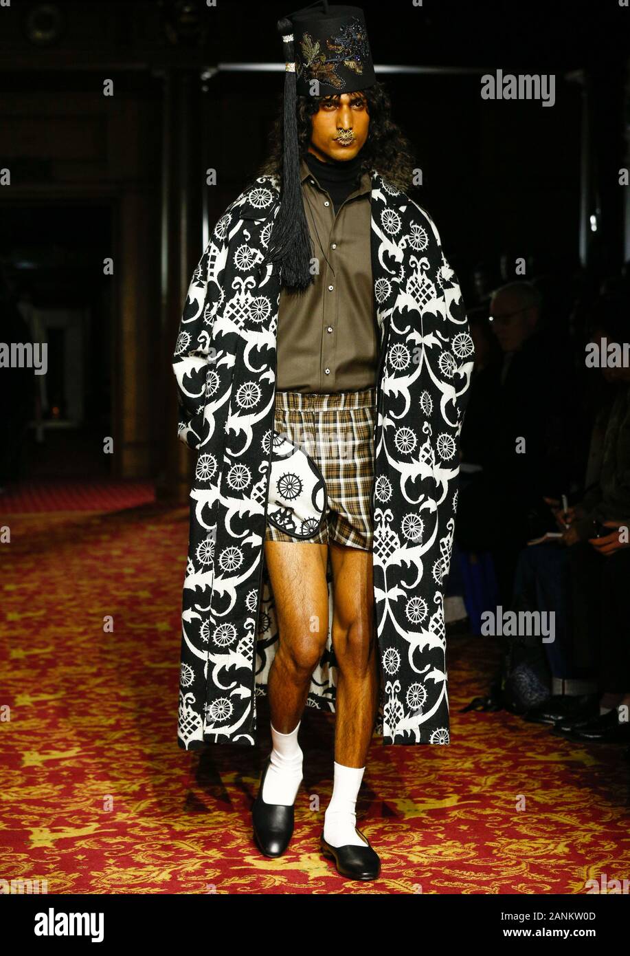 London,UK, 05th Jan, 2020, Edward Crutchley new fashion collection during London Fashion Week Mens Autumn Winter 2020, Fall Winter 2020 at British Fas Stock Photo