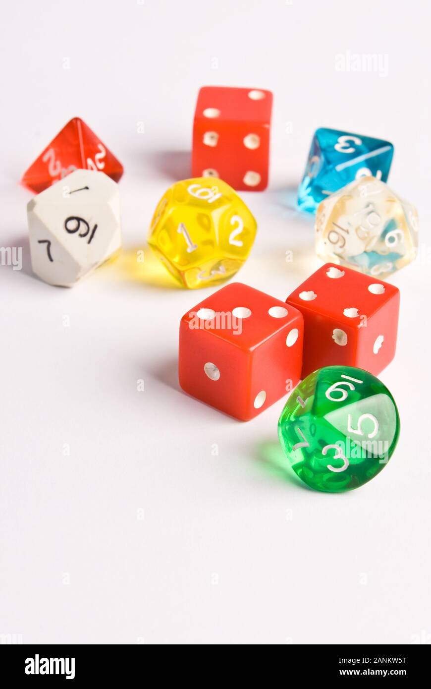 Role Playing Dice on a White Background Stock Photo Alamy