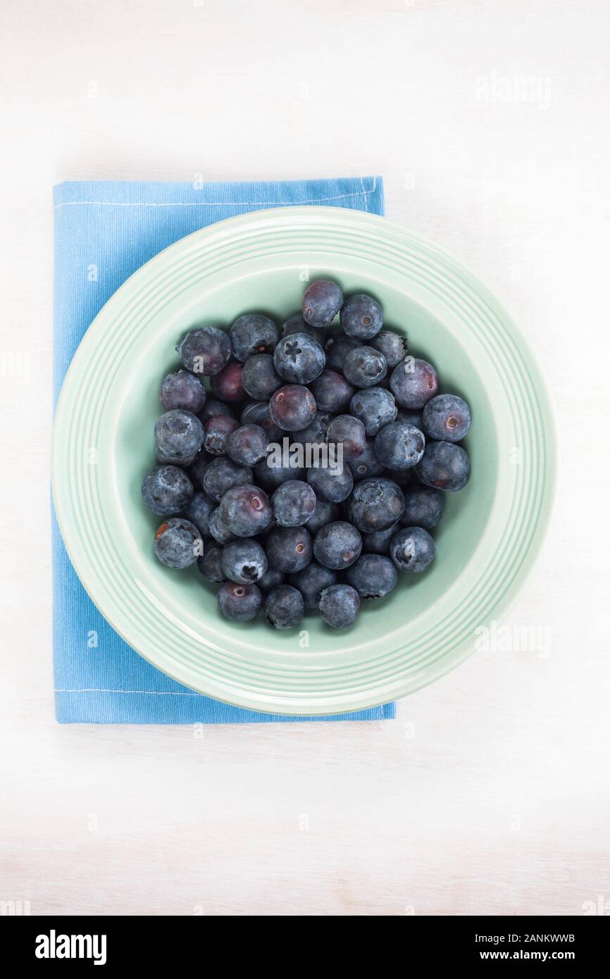 Plate of fresh blueberries Stock Photo