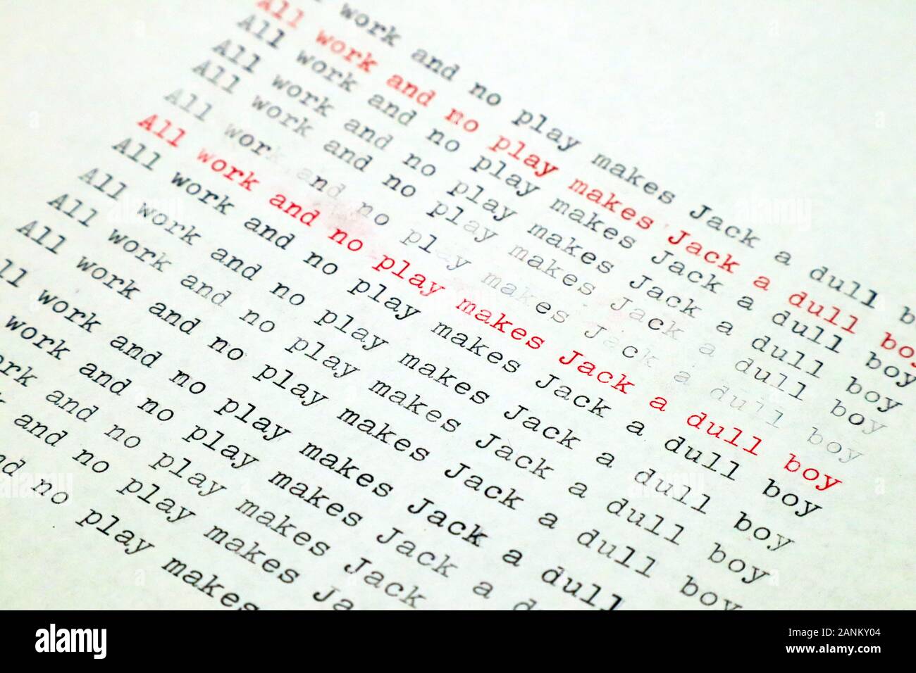 All Work And No Play Makes Jack A Dull Boy High Resolution Stock Photography And Images Alamy