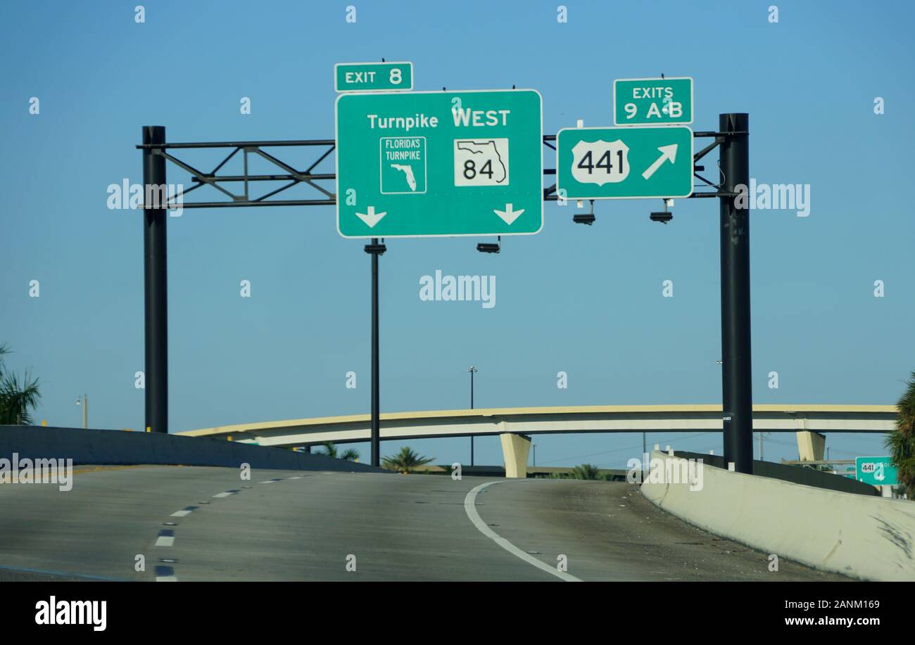 Hollywood, FL, U.S.A January 3, 2020 The view of the exit into