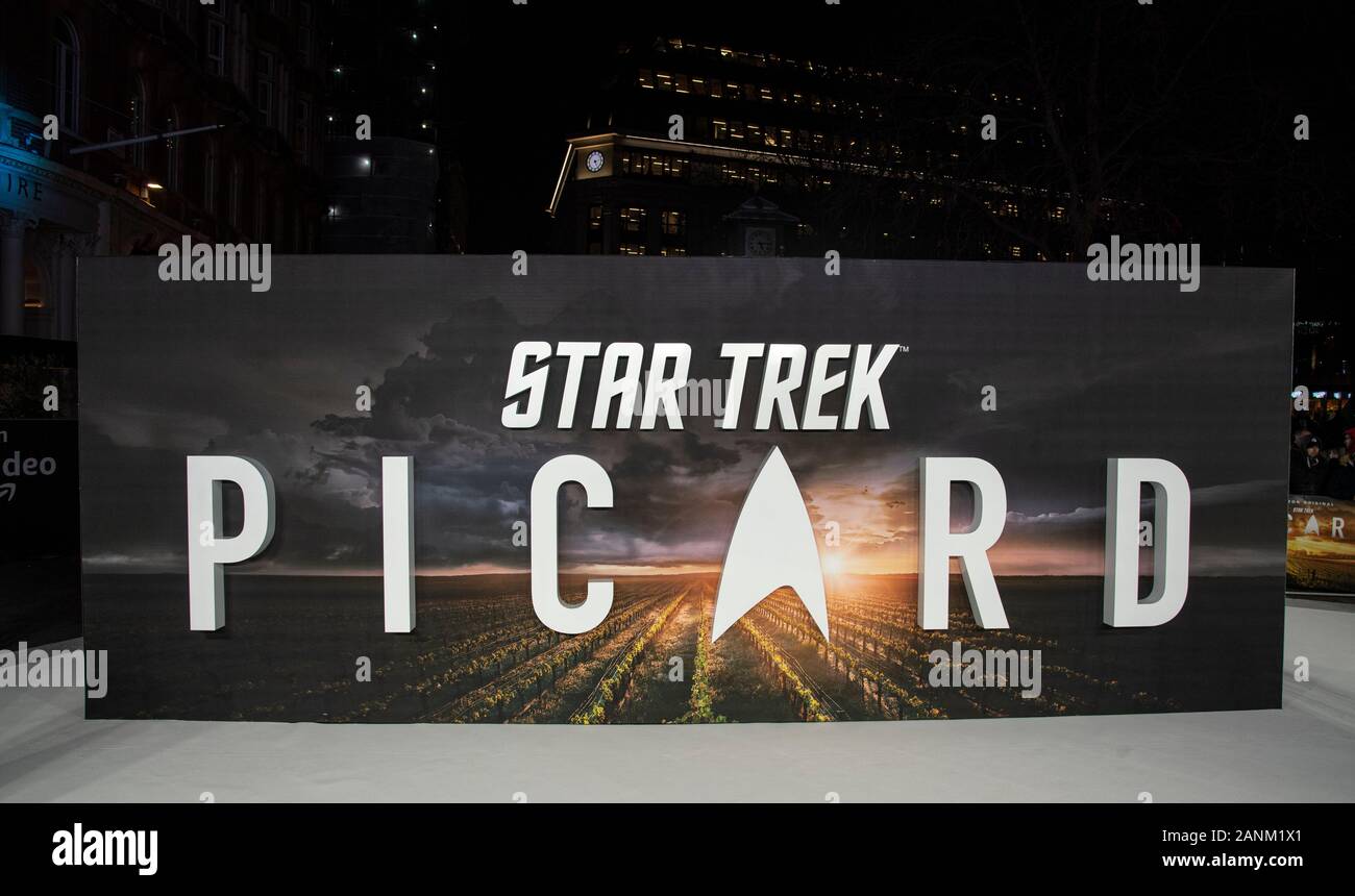 LONDON, ENGLAND - JANUARY 15:  European Premiere of Amazon Original 'Star Trek: Picard' at Odeon Luxe Leicester Square on January 15, 2020 in London, Stock Photo