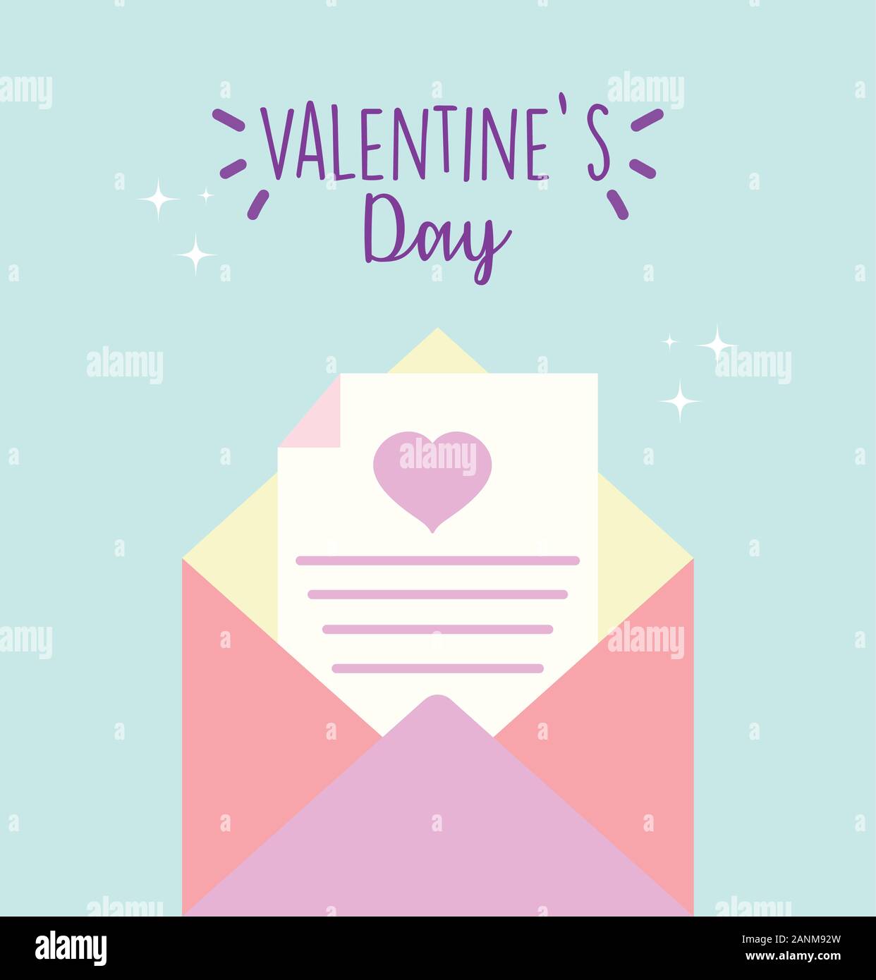happy valentines day, open envelope message paper celebration vector ...