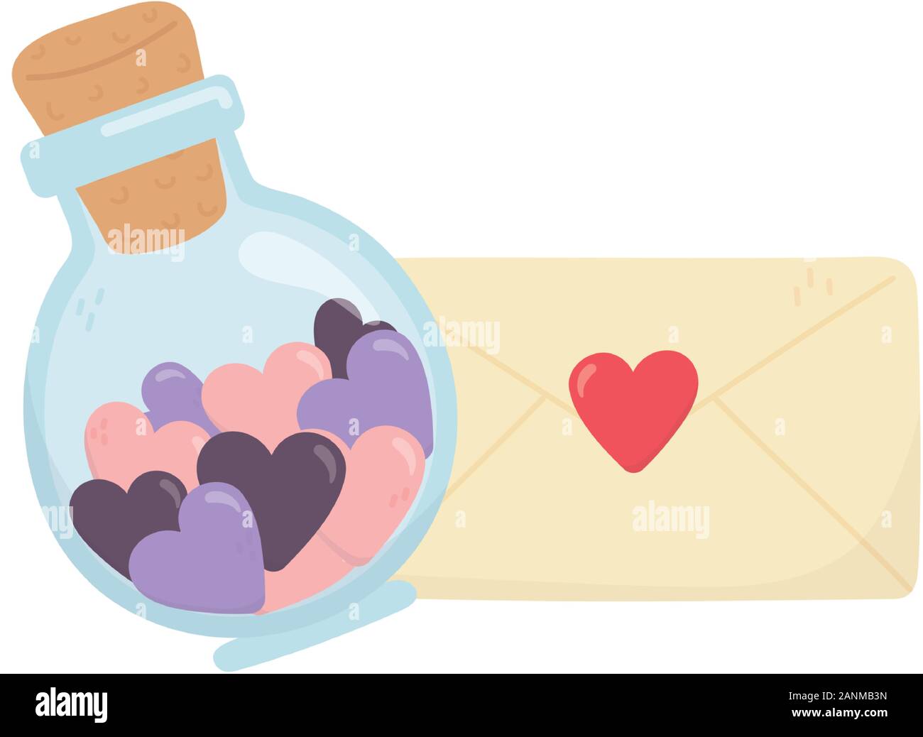 Glass Message Vector happy valentines day, bottle glass envelope messages letter hearts ...