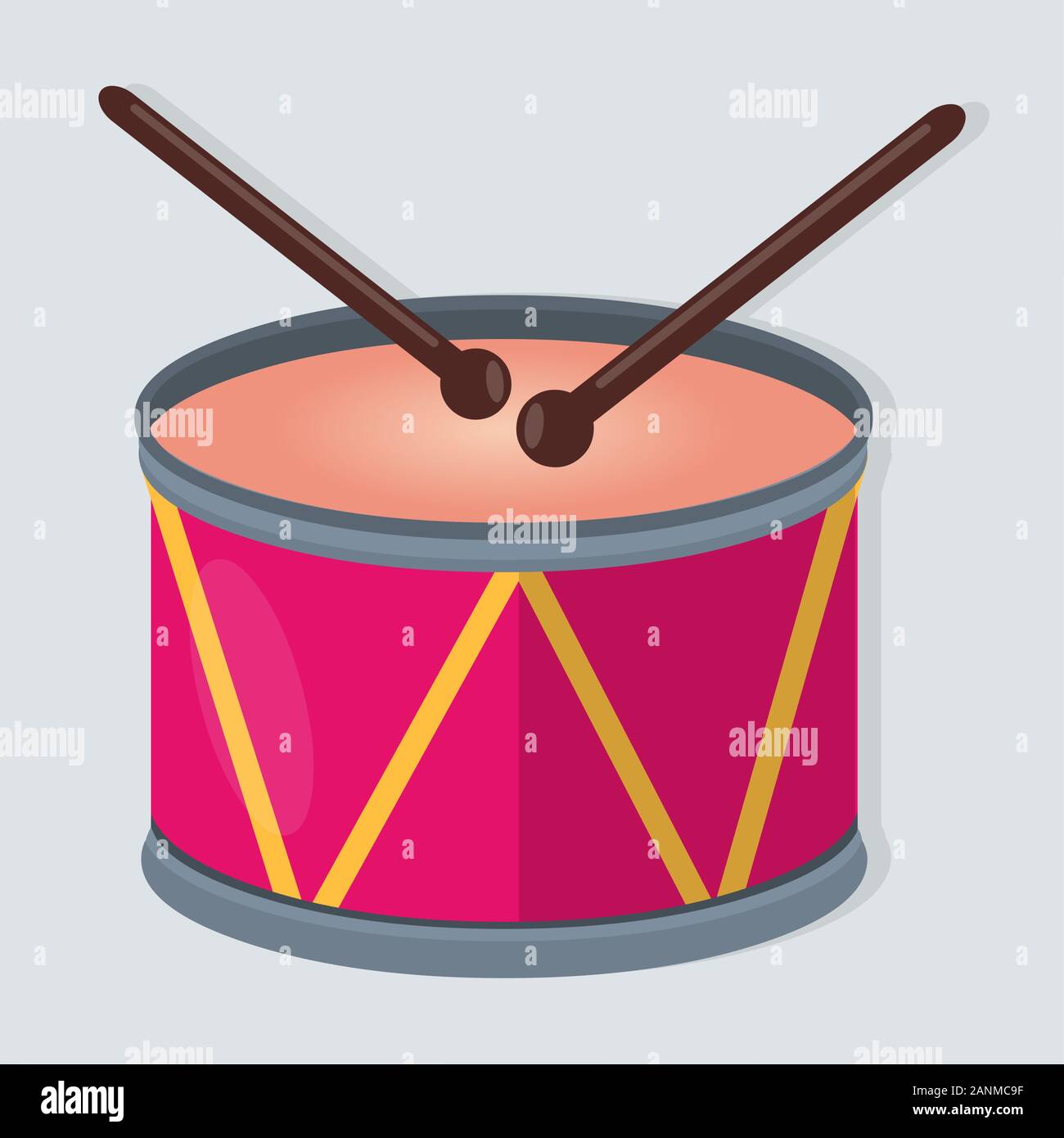 bass drum and drumsticks isolated vector illustration Stock Vector