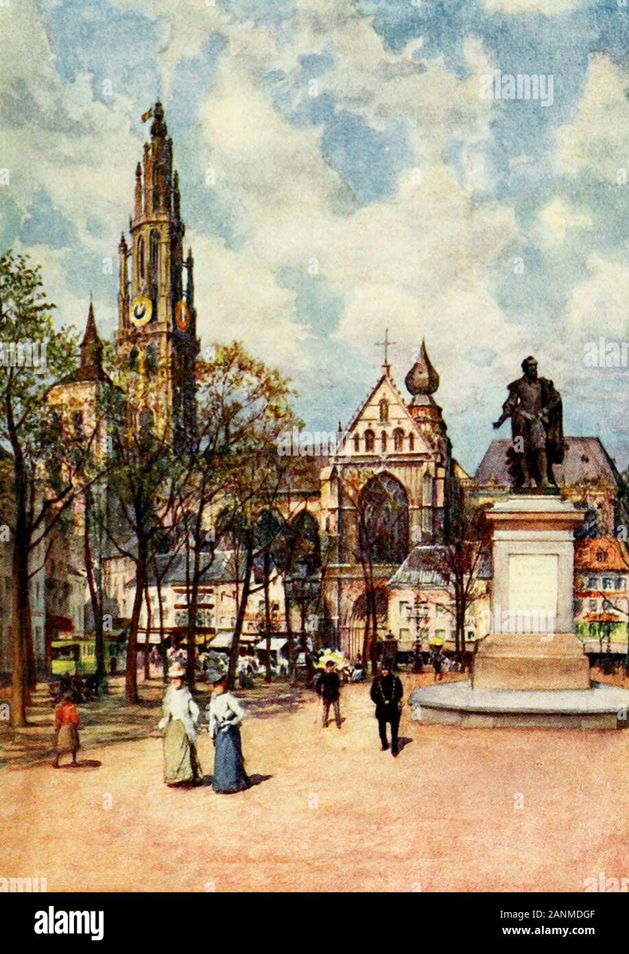 The Place Verte - Antwerp, Belgium, circa 1907 Stock Photo
