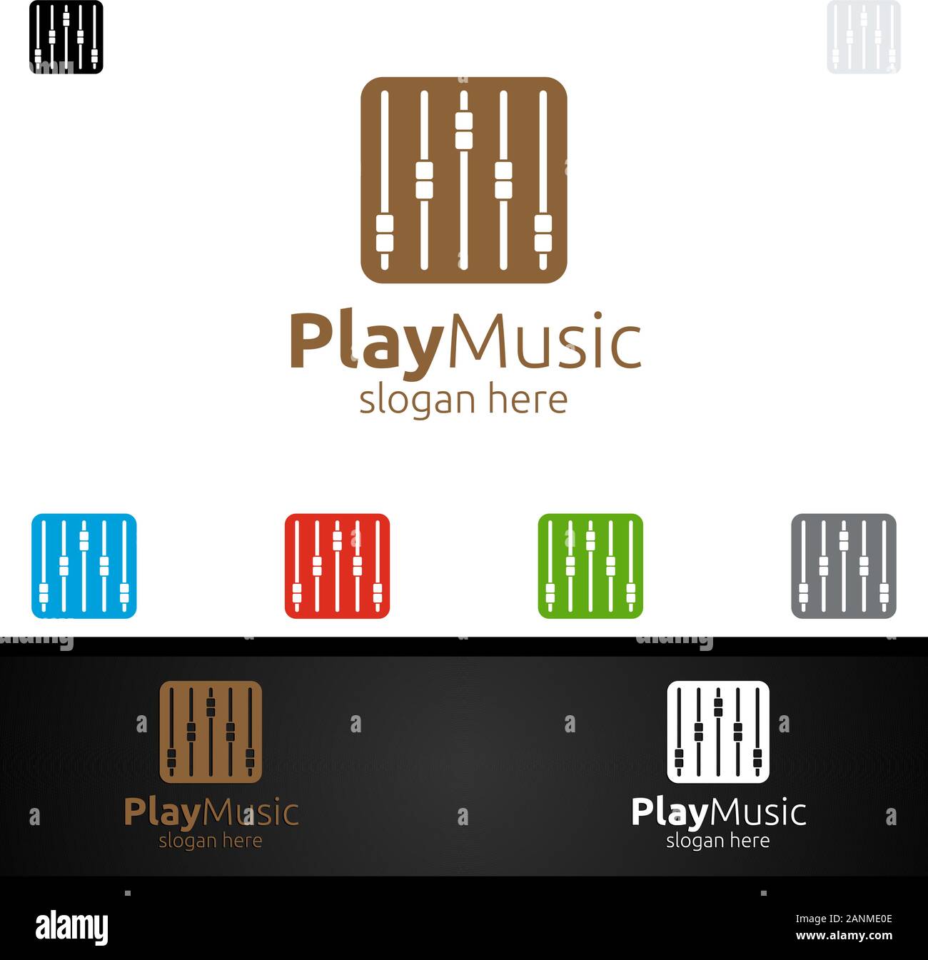 Recording Studio Music Logo with Play Concept Stock Vector