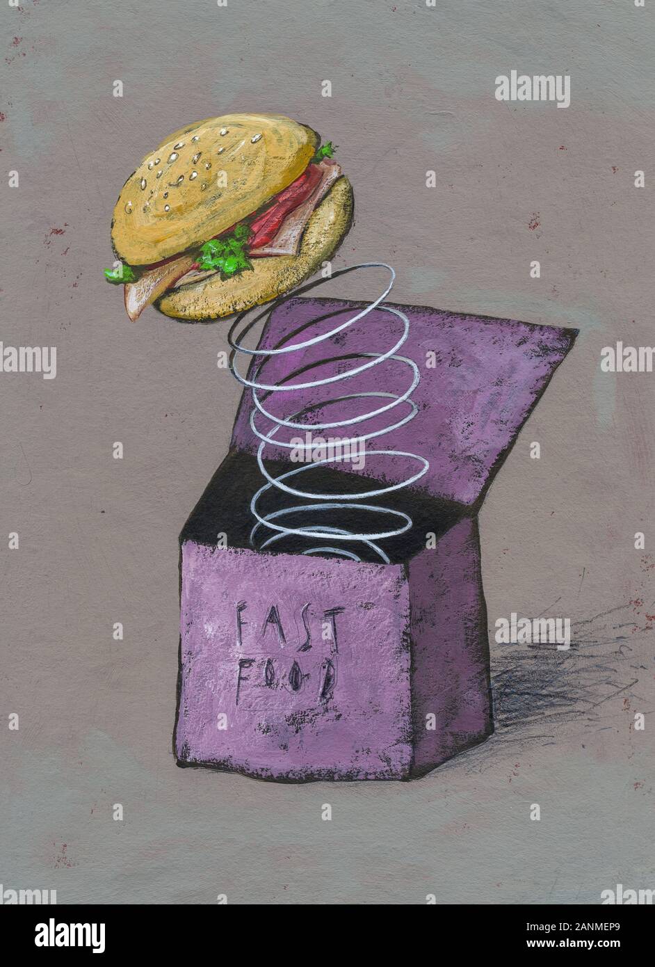 Hamburger, Illustration von Gerhard Gepp - Fast Food Stock Photo