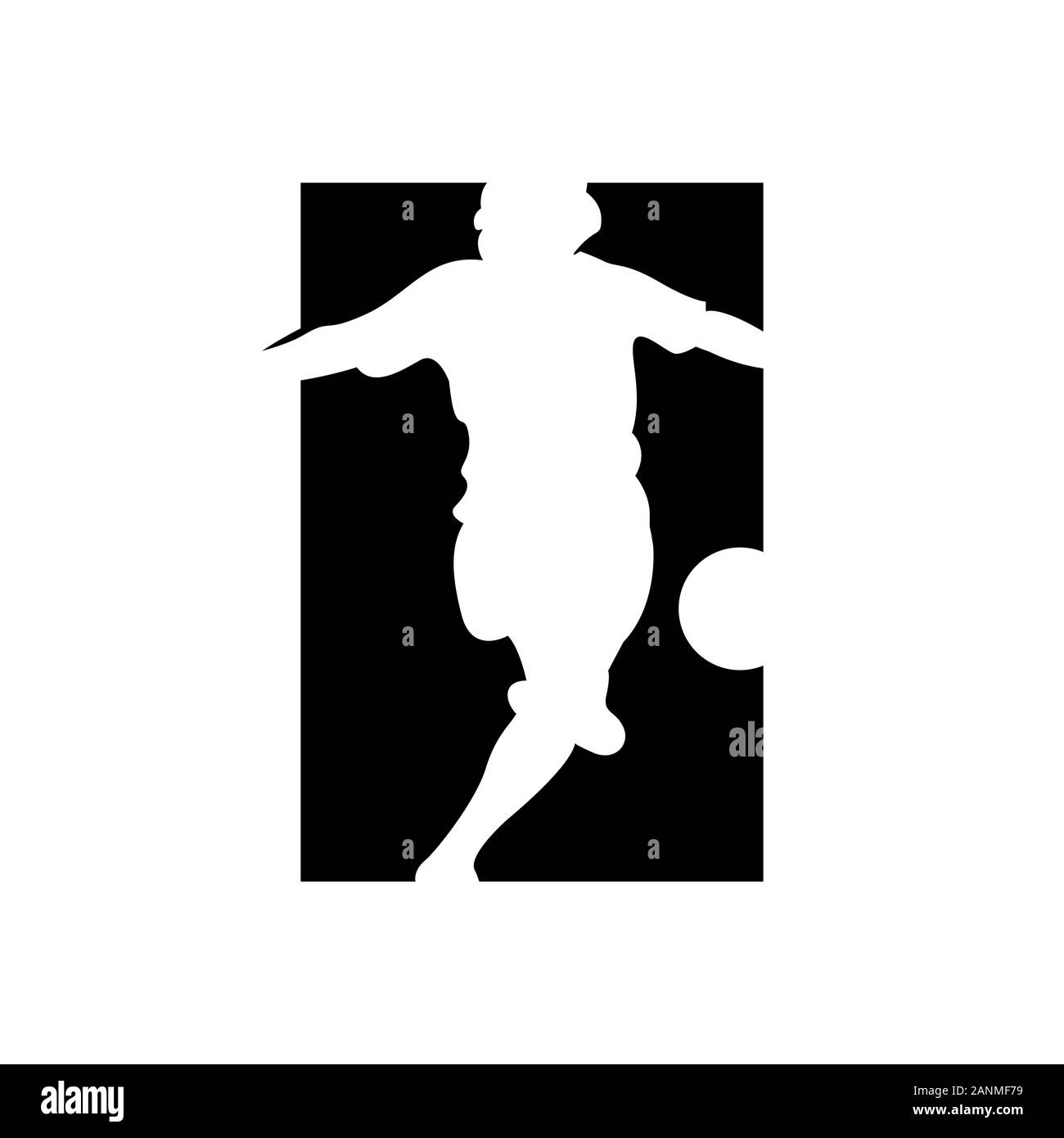 shoot kicking ball logo for brand of football soccer player logo designs Stock Vector