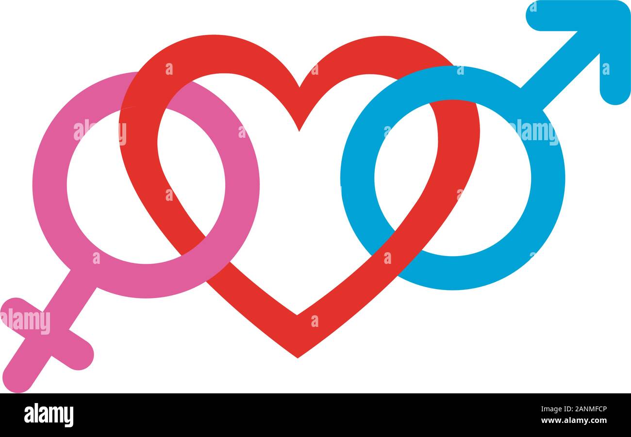 Heart With Female And Male Gender Symbols Vector Design Stock Vector Image Art Alamy