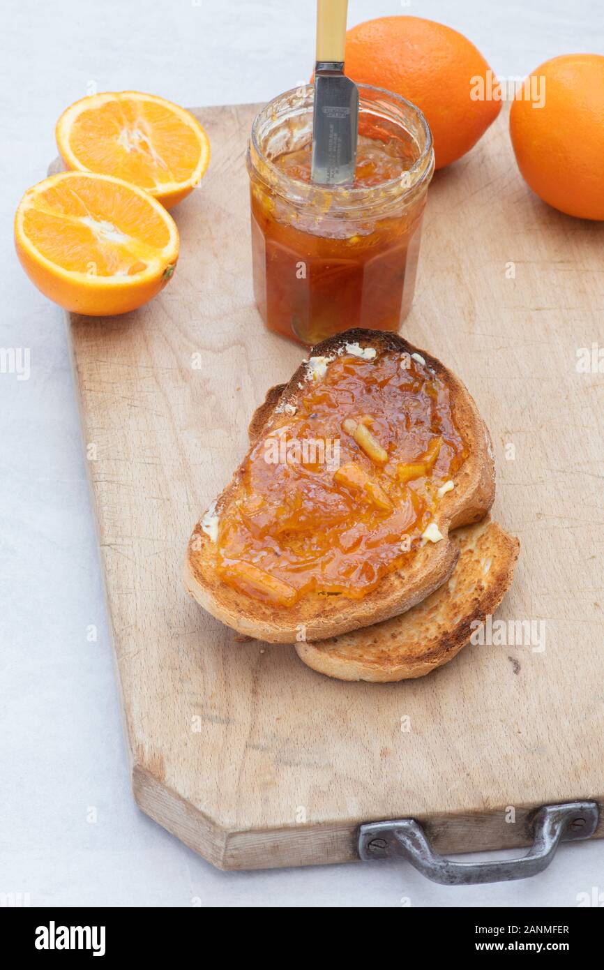 Homemade marmalade on toast Stock Photo Alamy