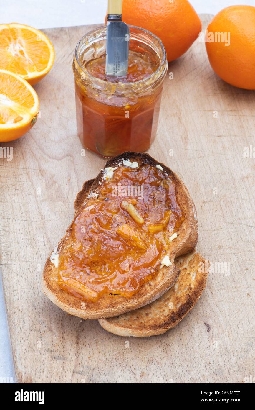 Homemade marmalade on toast Stock Photo Alamy