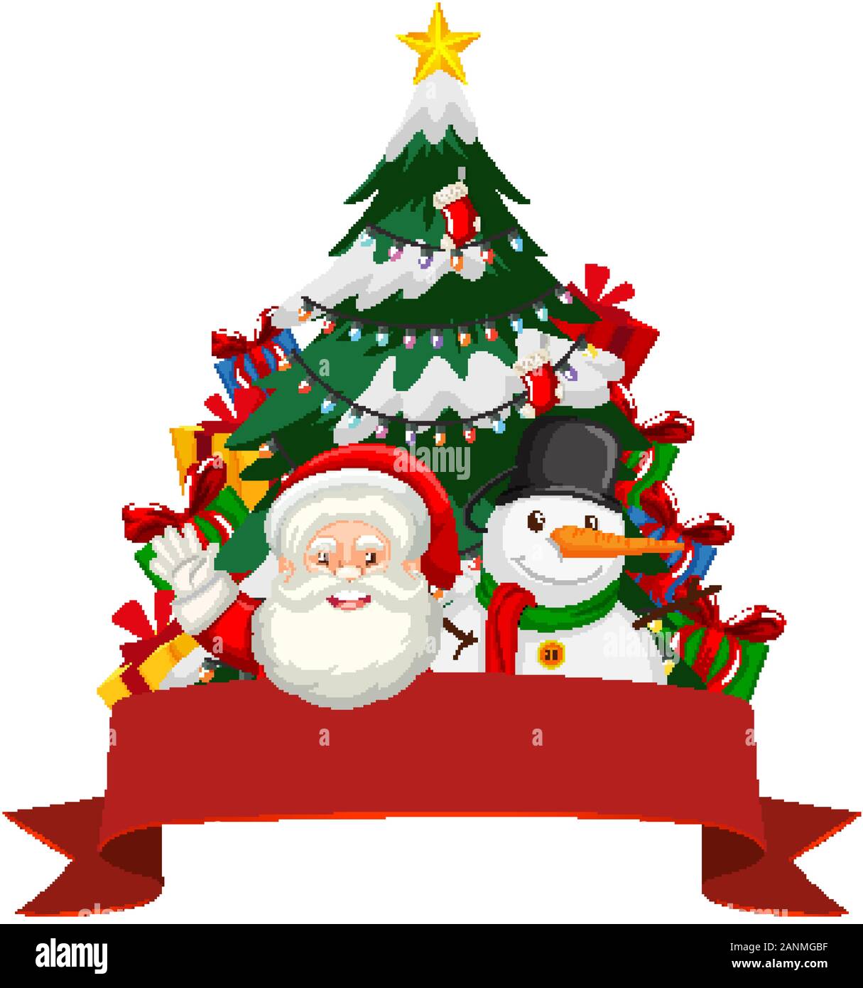 Christmas theme with Santa and snowman illustration Stock Vector Image ...