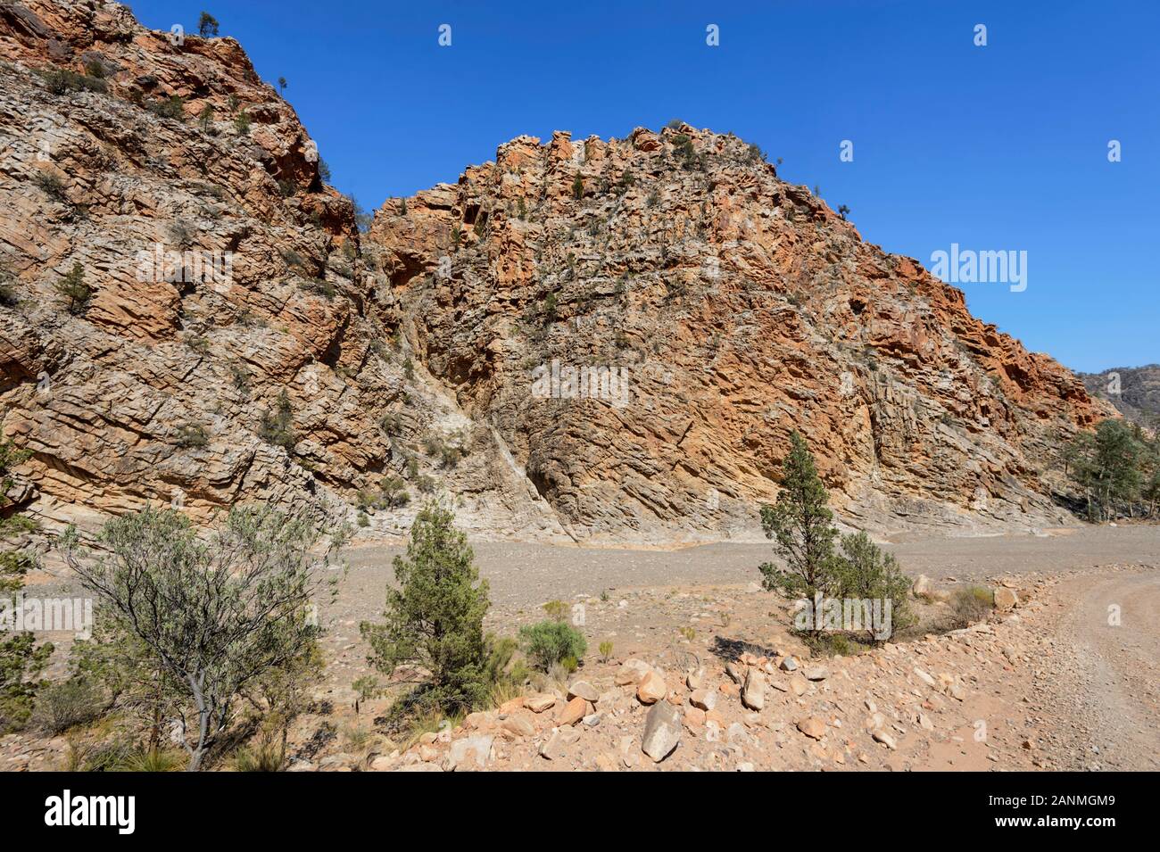 Striking Rock Formations in Brachina Gorge, Ikara-Flinders Ranges National Park, South Australia, Australia Stock Photo