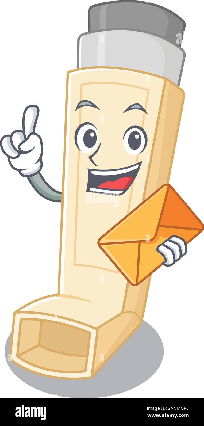 Cheerfully asthma inhaler mascot design with envelope Stock Vector ...