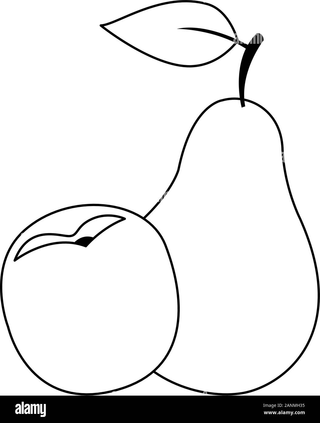 peach and pear fruits, flat design Stock Vector Image & Art Alamy