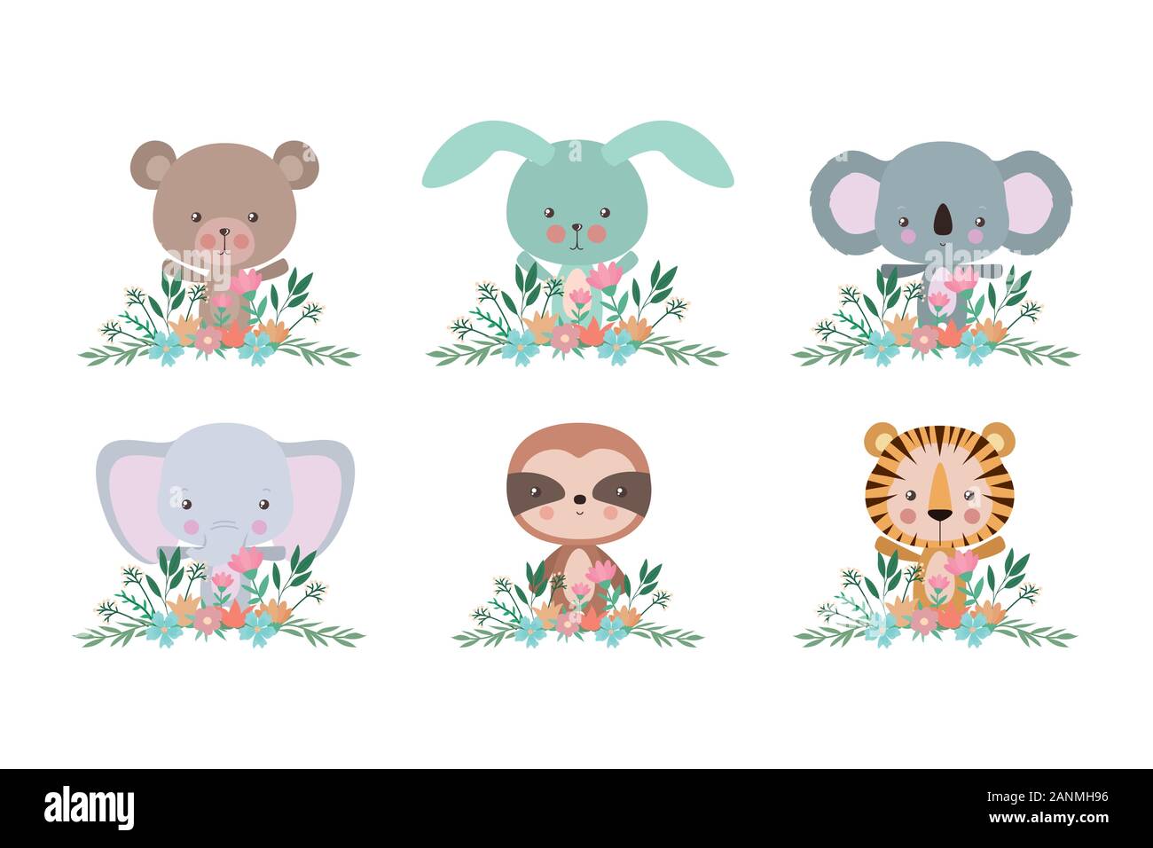 Set of cute animals cartoons vector design Stock Vector Image & Art - Alamy