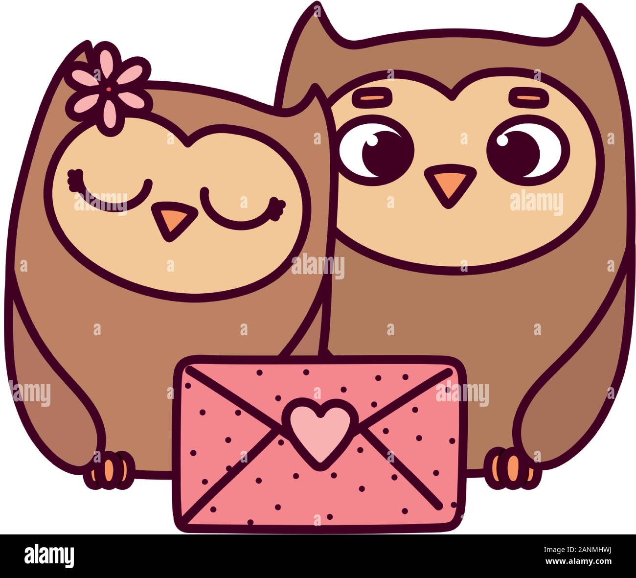 happy valentines day, cute couple owl with message cartoon vector  illustration Stock Vector Image & Art - Alamy