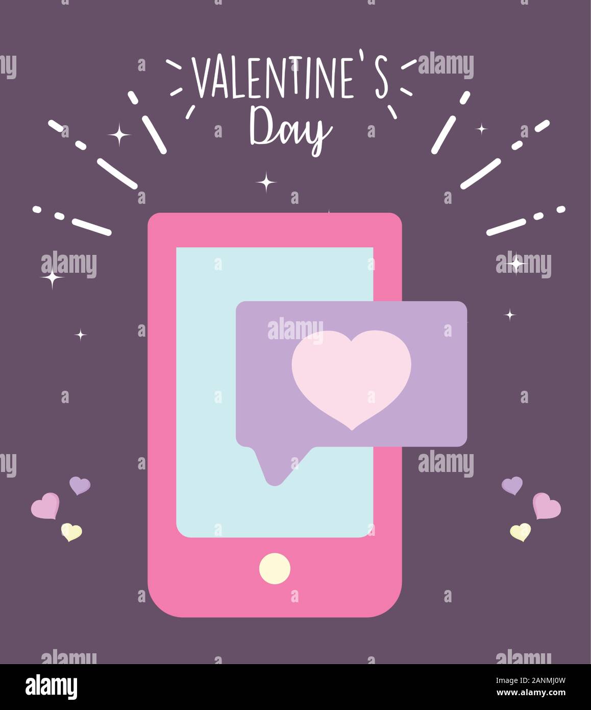 happy valentines day, smartphone speech bubble message love vector ...