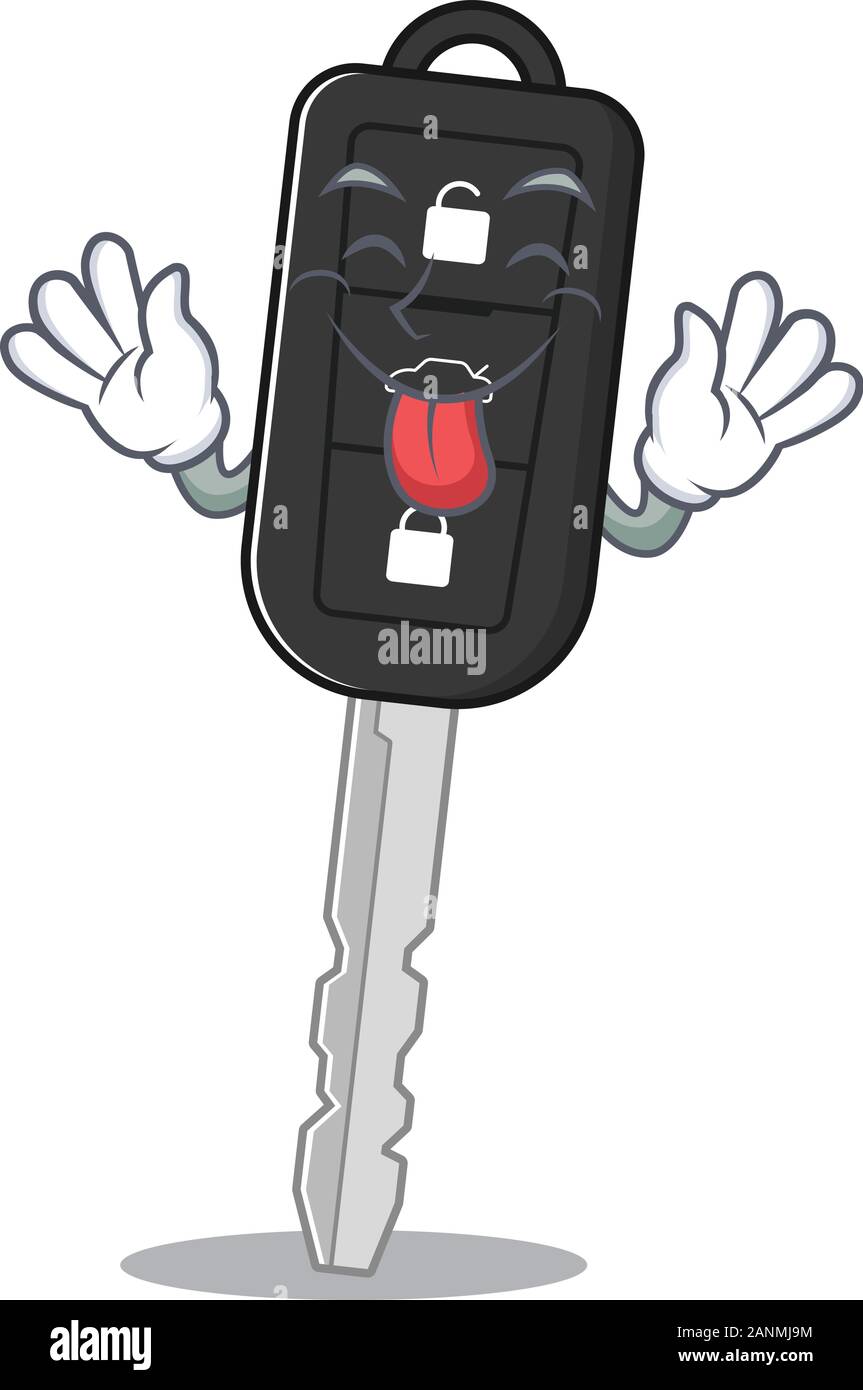 Cute car key cartoon mascot style with Tongue out Stock Vector Image