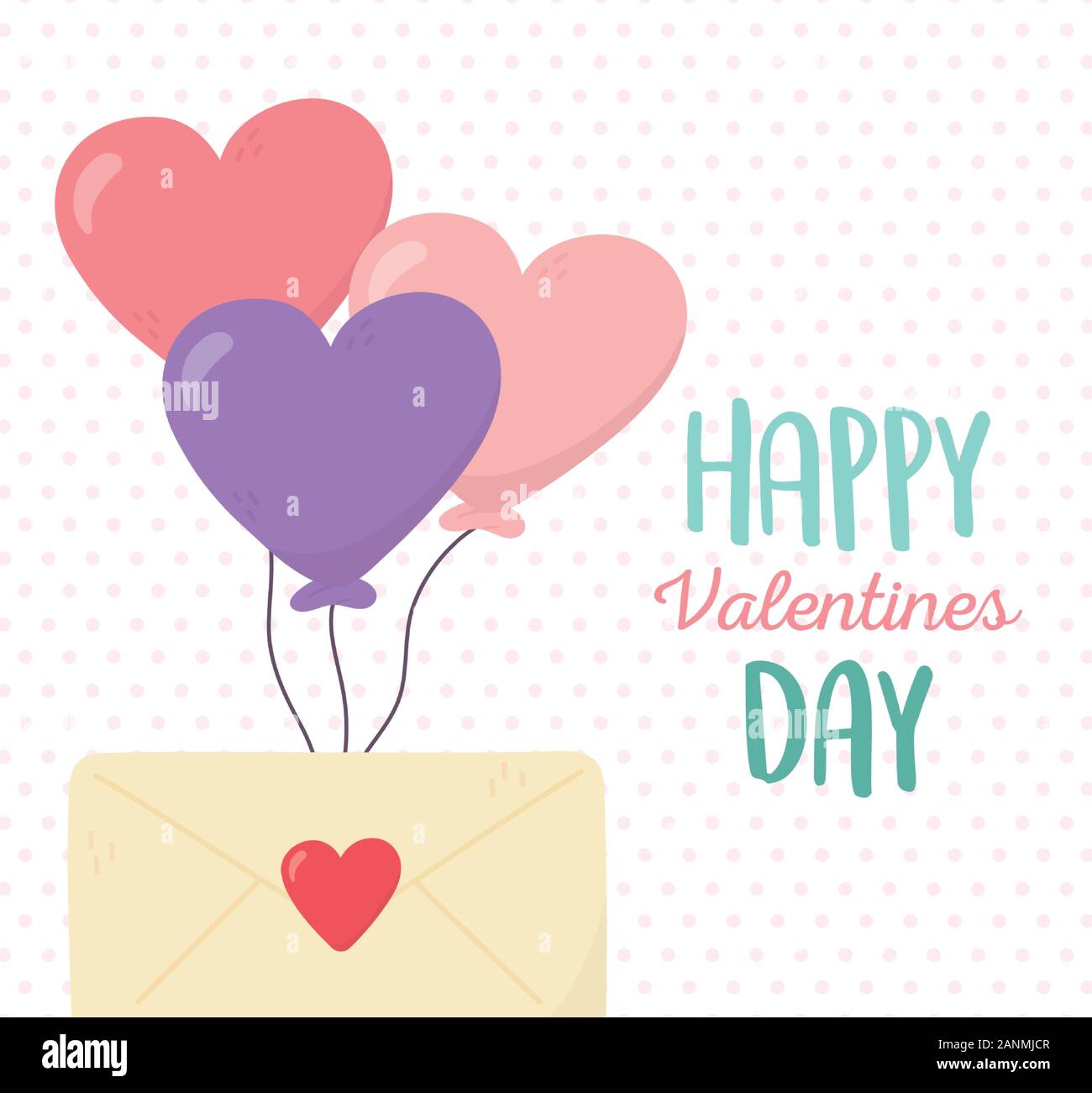 happy valentines day, envelope letter love balloons shaped hearts ...