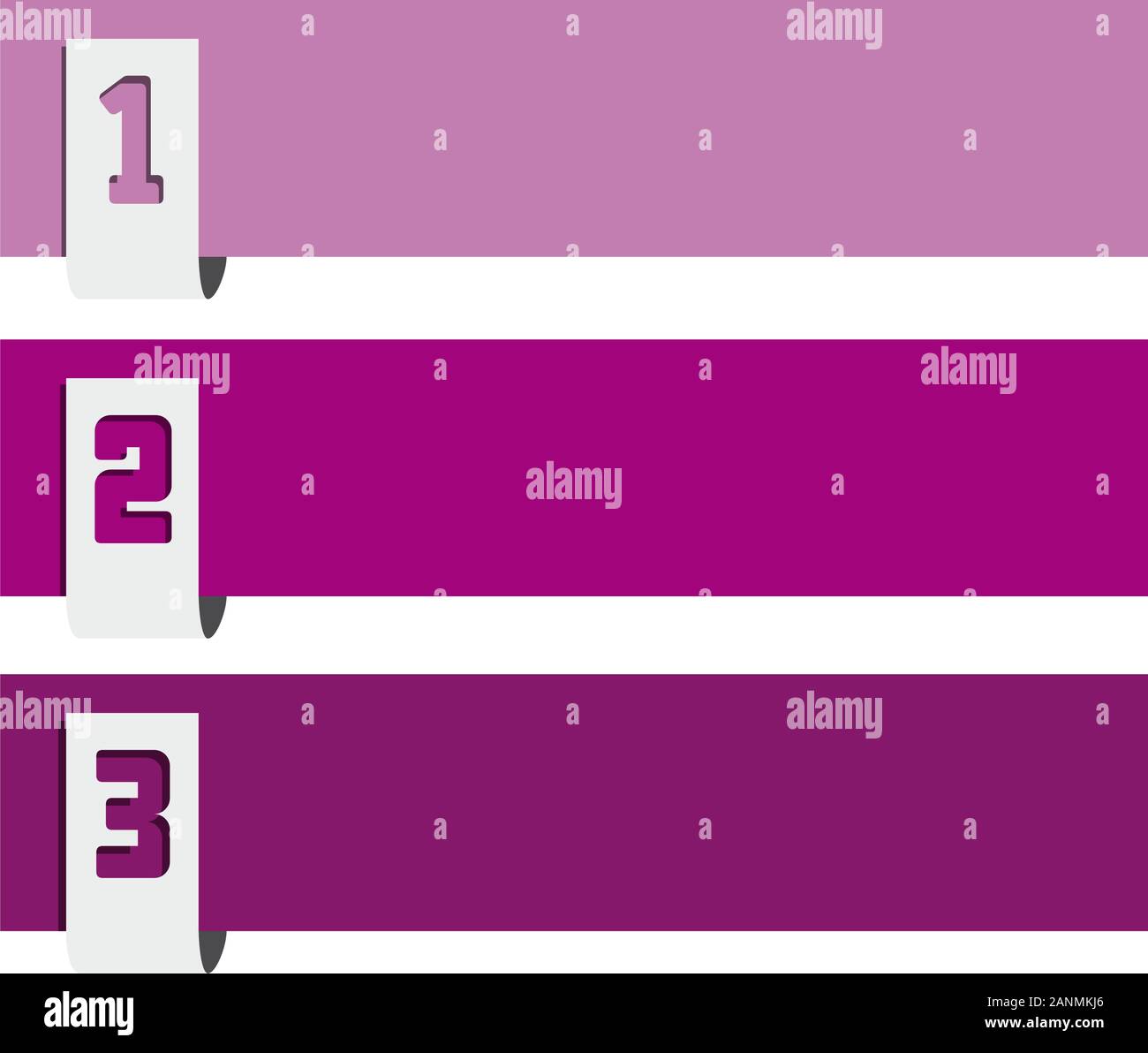 Vector faq labels, three options with numbers Stock Vector