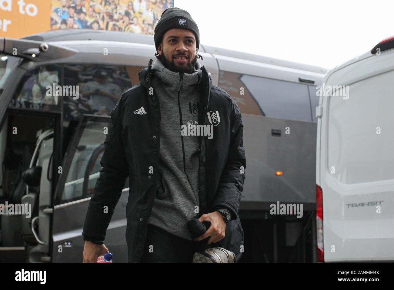 11th January 2020, KC Stadium, Kingston upon Hull, England; Sky Bet Championship, Hull City v Fulham : Michael Hector (3) of Fulham arrives at the stadium Credit: David Greaves/News Images Stock Photo