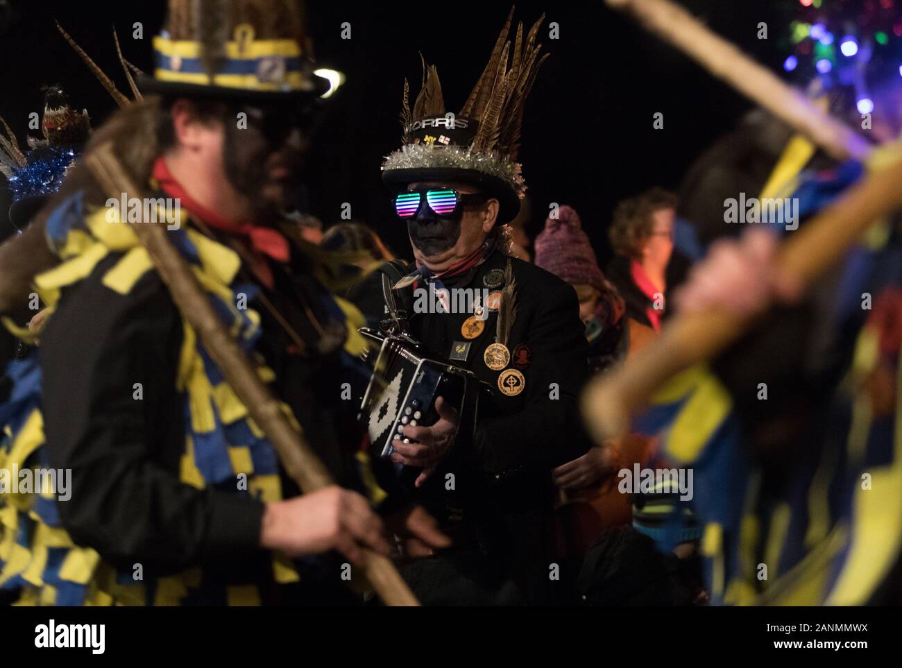 Members of the Hook Eagle Morris Dancers perform outside the Waggon and