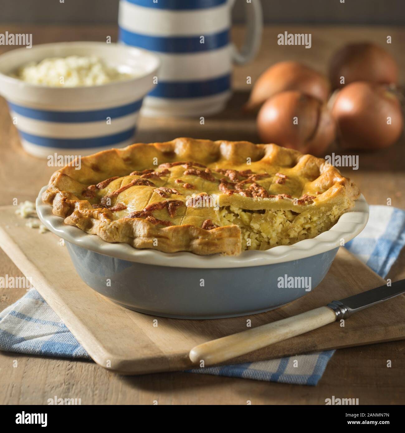 Cheese and onion pie. Food UK Stock Photo - Alamy