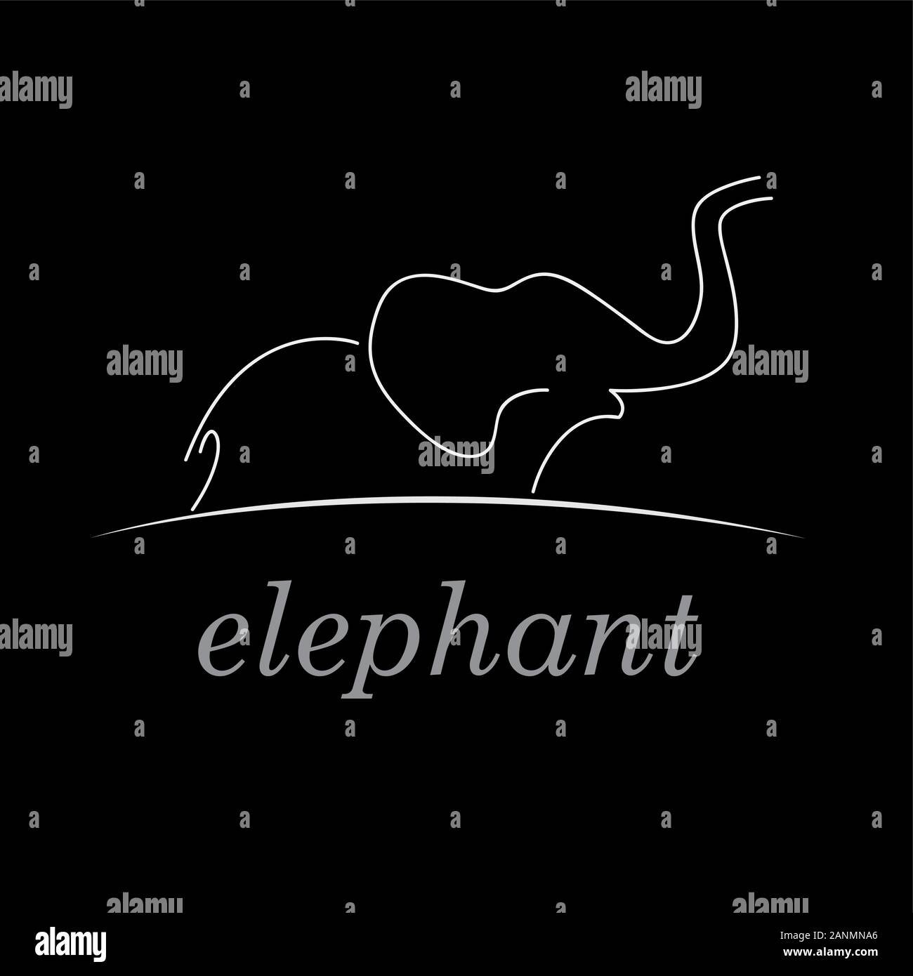 Vector sign elephant, drawing on black background Stock Vector