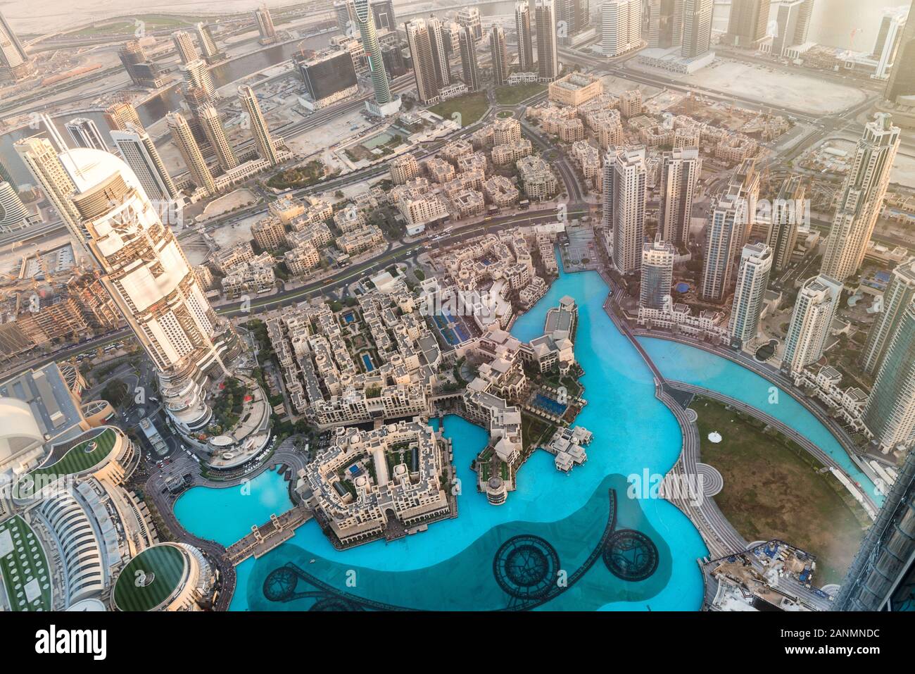 Downtown Dubai aerial view at sunset, UAE Stock Photo - Alamy