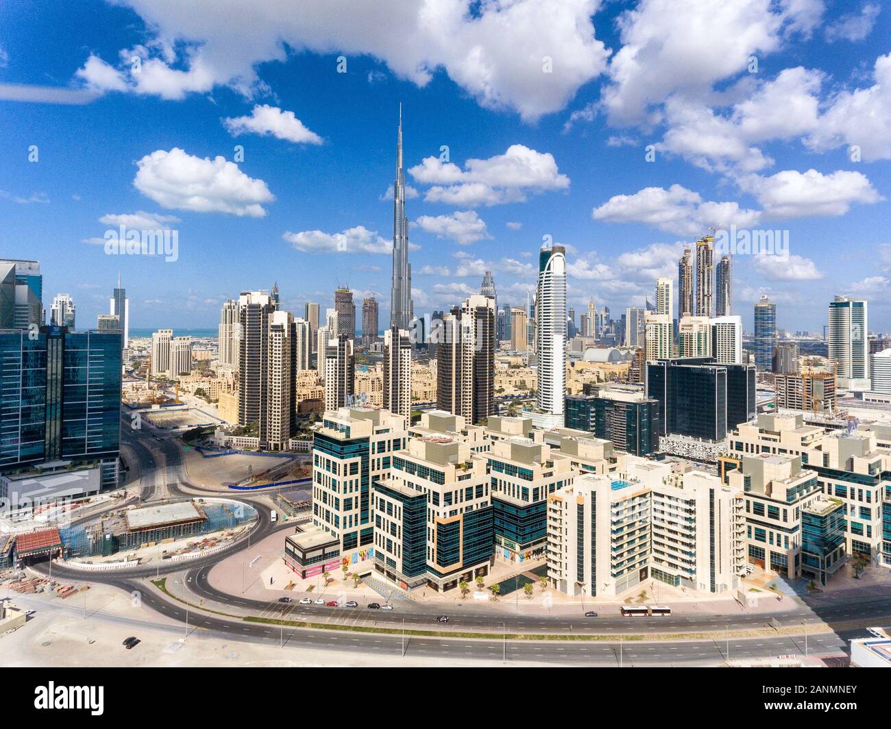 Aerial view of Dubai Downtown on a beautiful day Stock Photo - Alamy