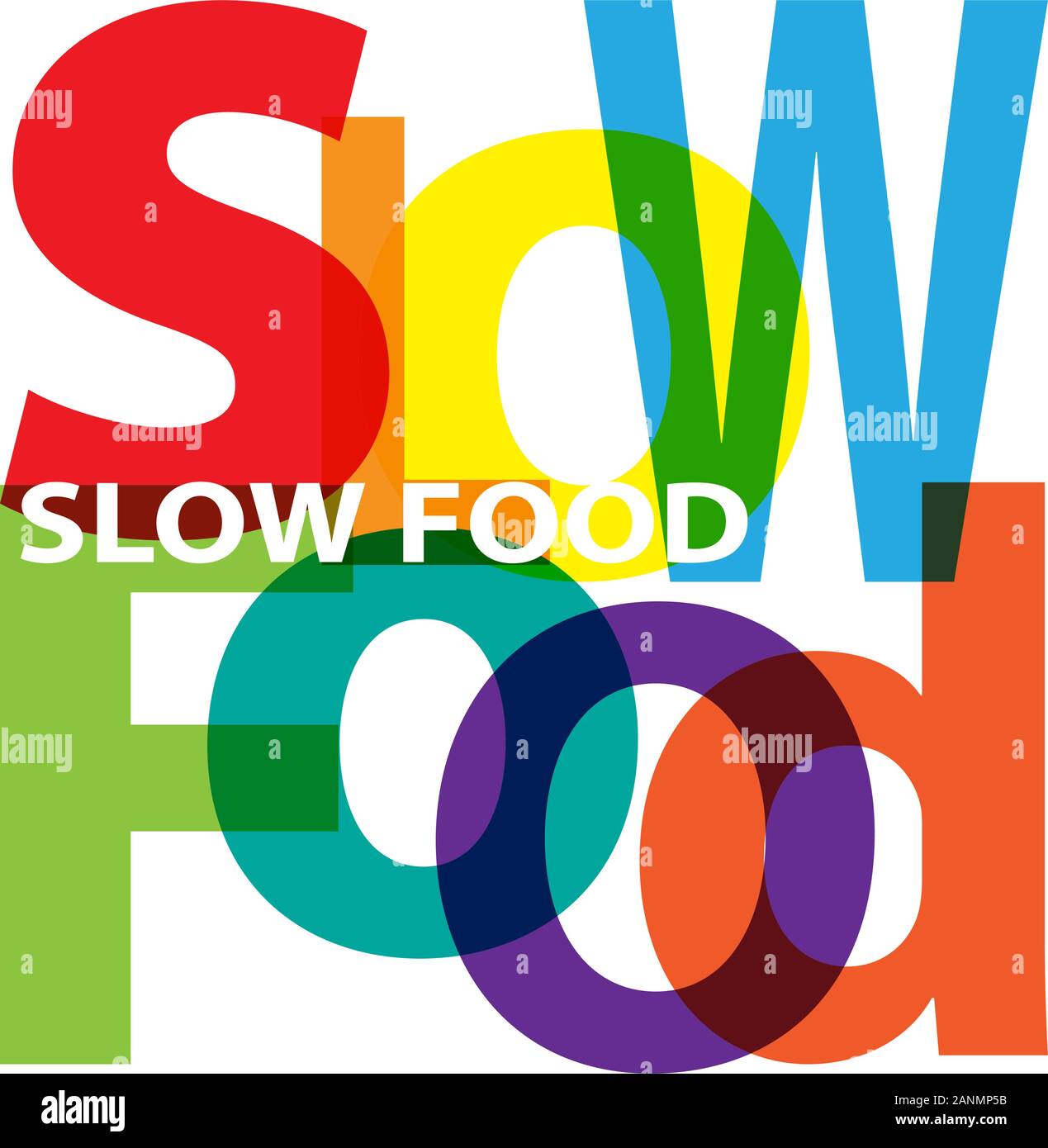 Vector Slow food. Broken text Stock Vector