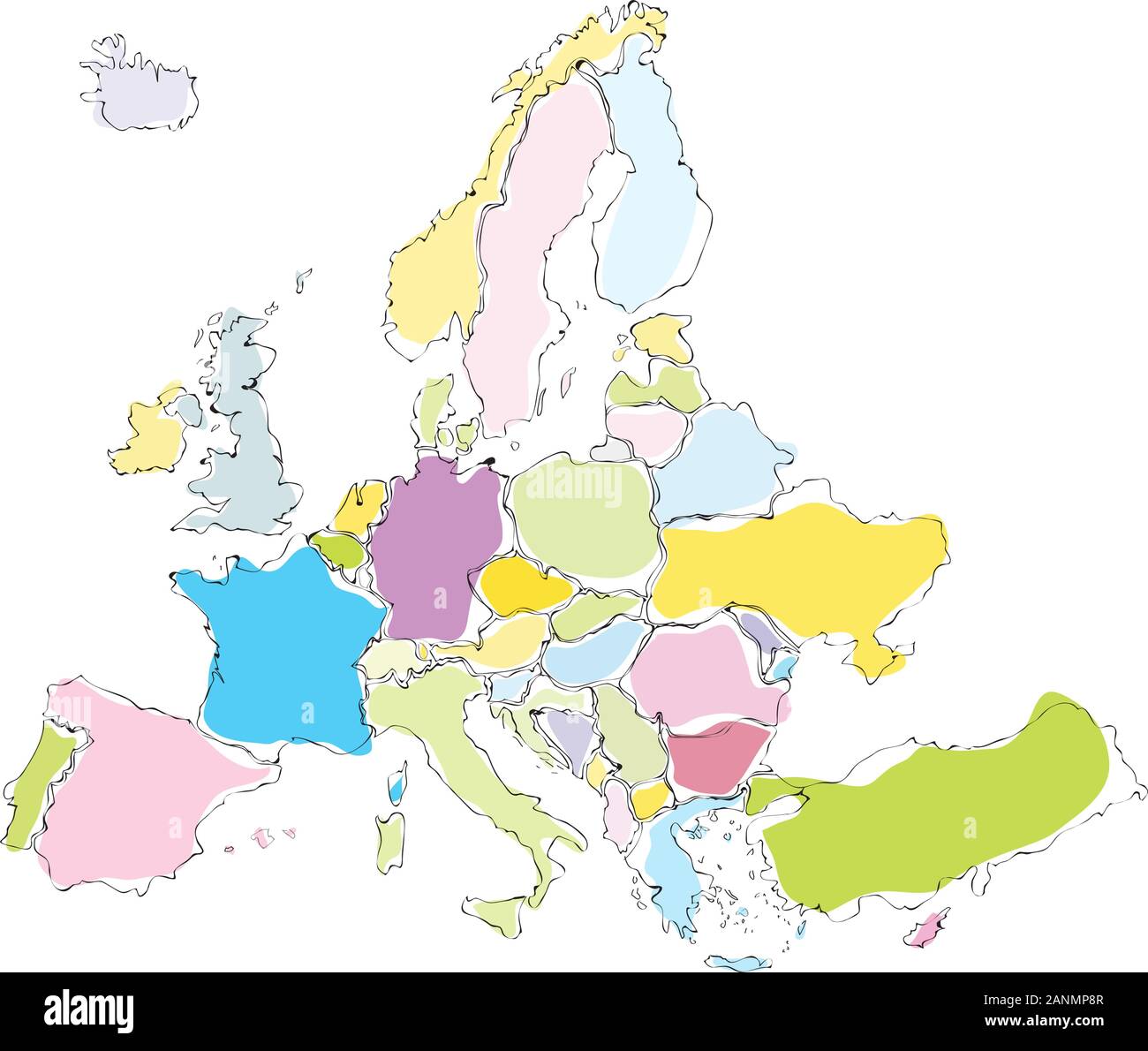 Vector drawing abstract europe - Vector Drawing Abstract Europe Map 2ANMP8R