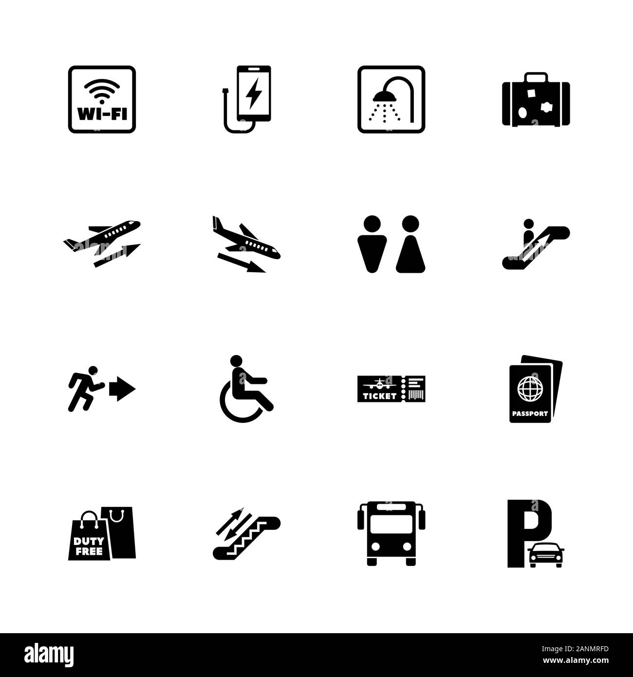 Airport icons - Expand to any size - Change to any colour. Flat Vector  Icons - Black Illustration on White Background Stock Vector Image & Art -  Alamy
