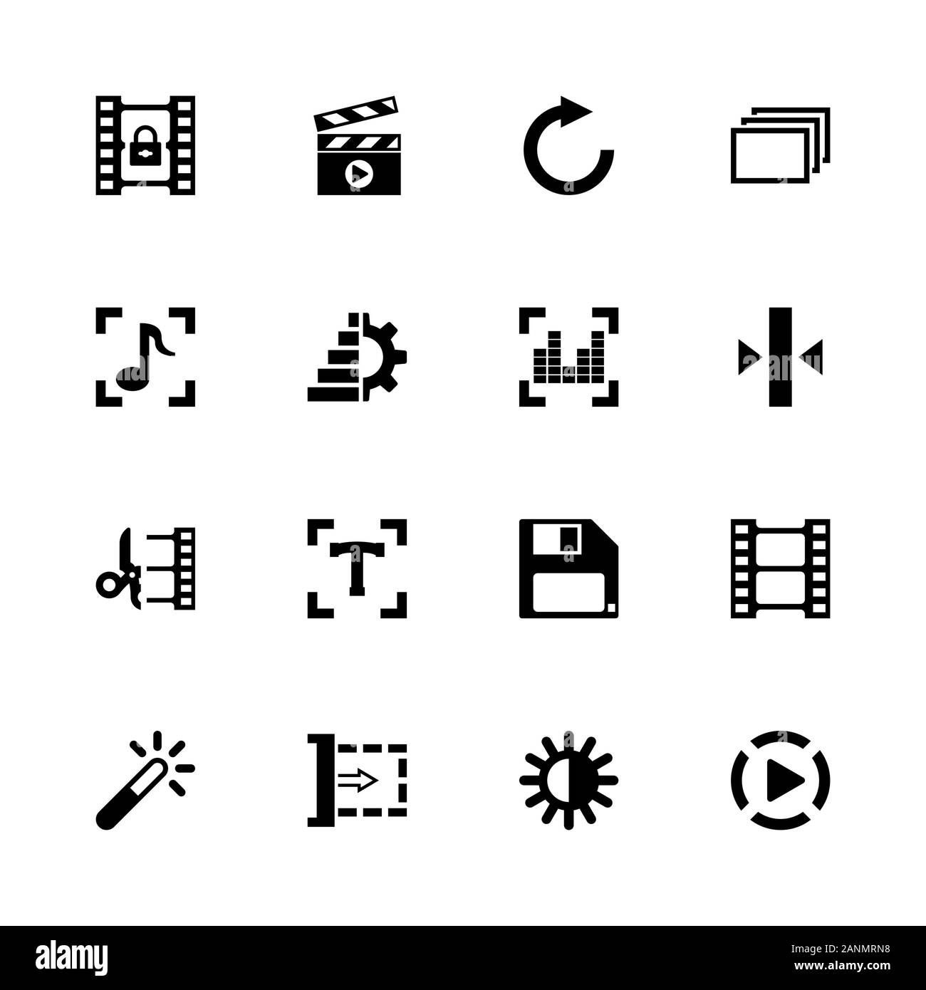 Video Editing icons - Expand to any size - Change to any colour. Flat  Vector Icons - Black Illustration on White Background Stock Vector Image &  Art - Alamy