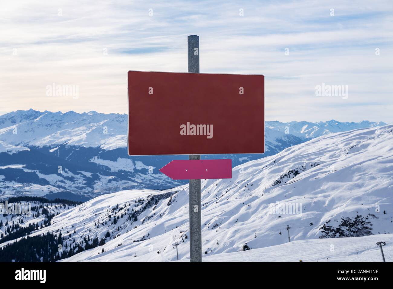 Photo Of Empty Red Sign In Mountains Stock Photo