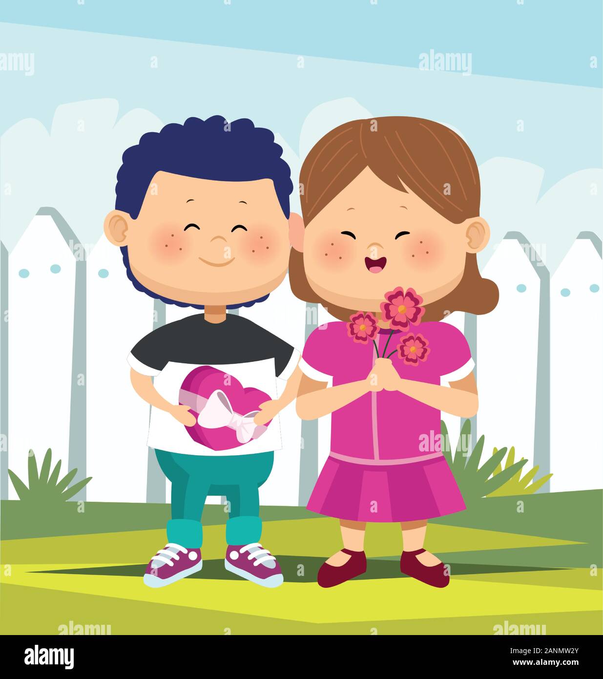 Cartoon Cute Girl And Boy In Love Standing Over White Fence Background Stock Vector Image Art Alamy Cartoon Cute Girl And Boy In Love Standing Over White Fence Background Stock Vector Image Art Alamy