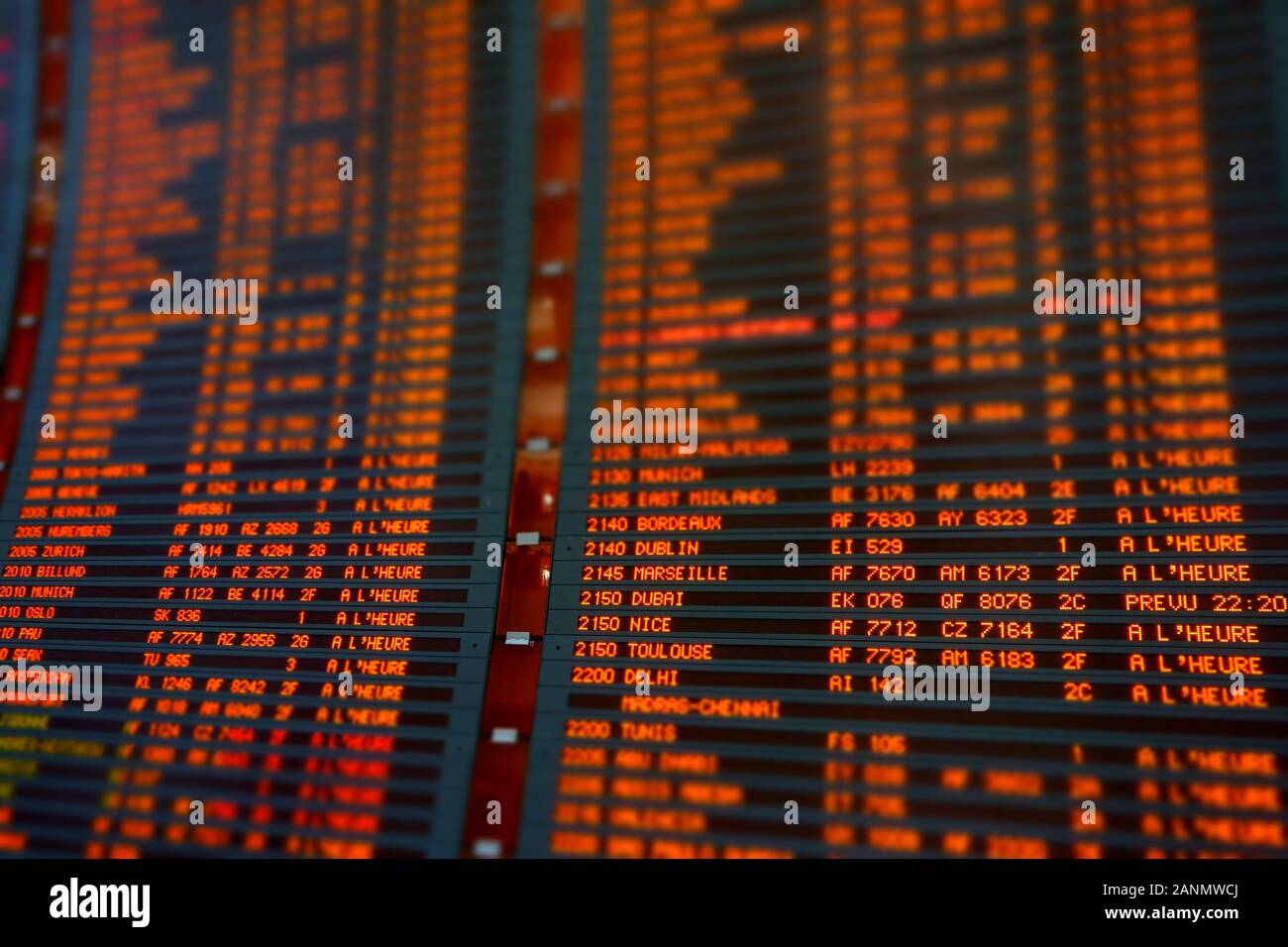 Flugverkehr, Flugplan - Departure List Stock Photo