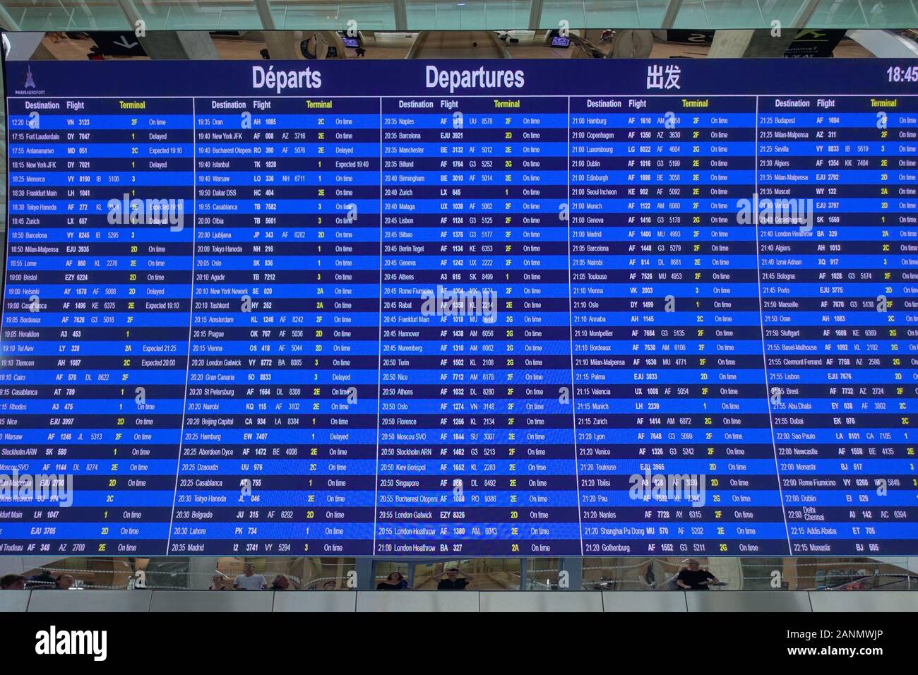 Flugverkehr, Flugplan - Departure List Stock Photo