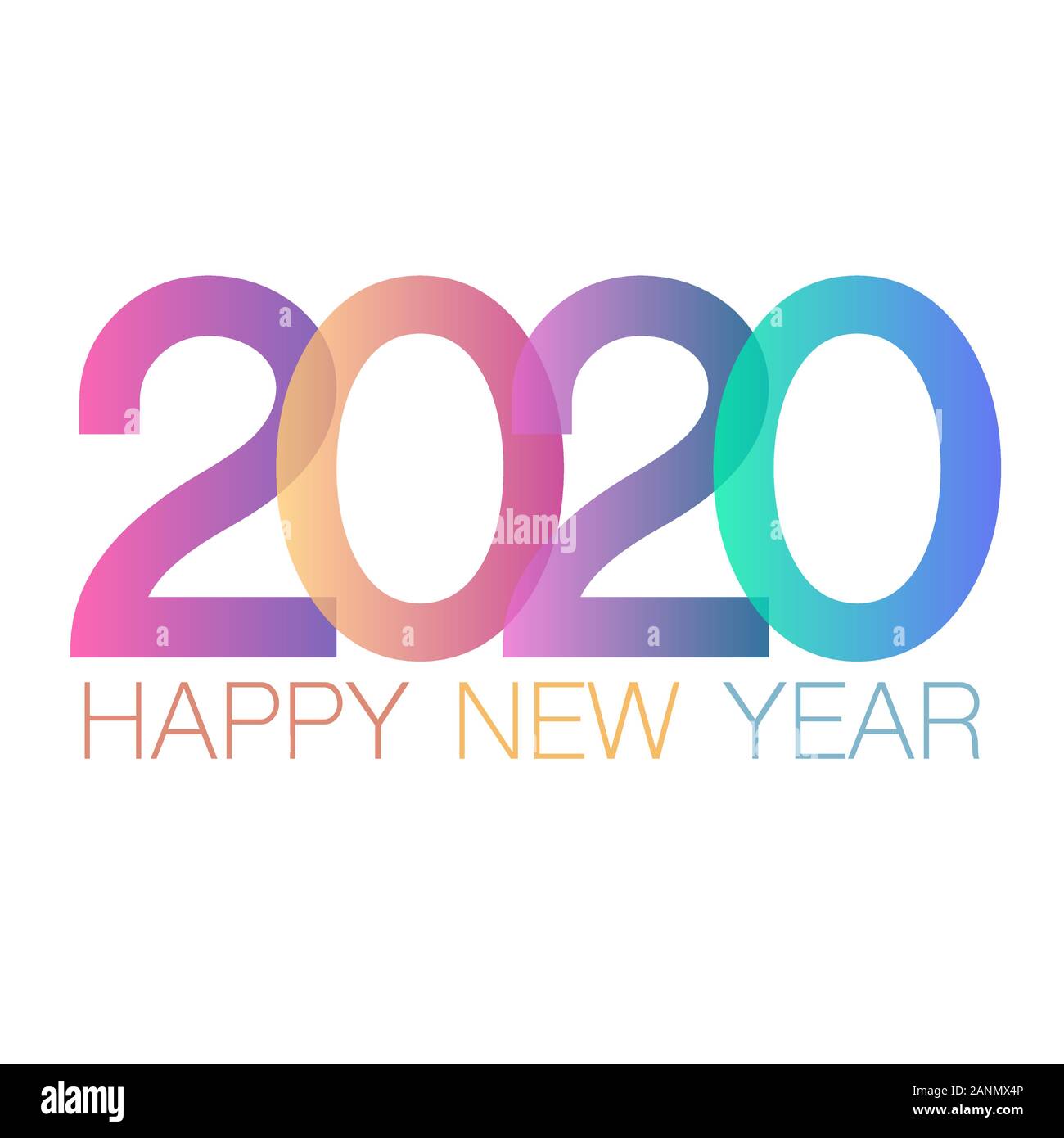 Happy 2020 new year insta colour banner in paper style for your