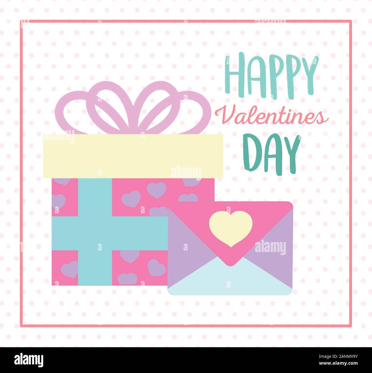 happy valentines day, gift box and envelope message hearts love ...