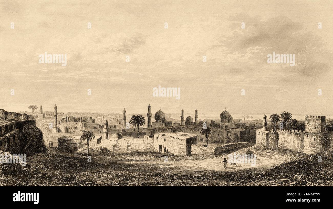 Panoramic View Of Baghdad City Iraq Old Engraving Published In L Panoramic View Of Baghdad City Iraq Old Engraving Published In L